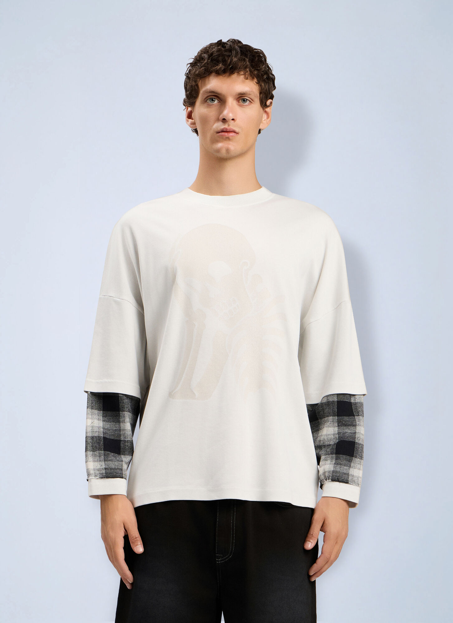 Palm Angels Skull Double Long-sleeved T-shirt - Man T-shirts White Xl　パーム・エンジェルス スカル ダブル長袖 T シャツ - マン T シャツ ホワイト XL Palm