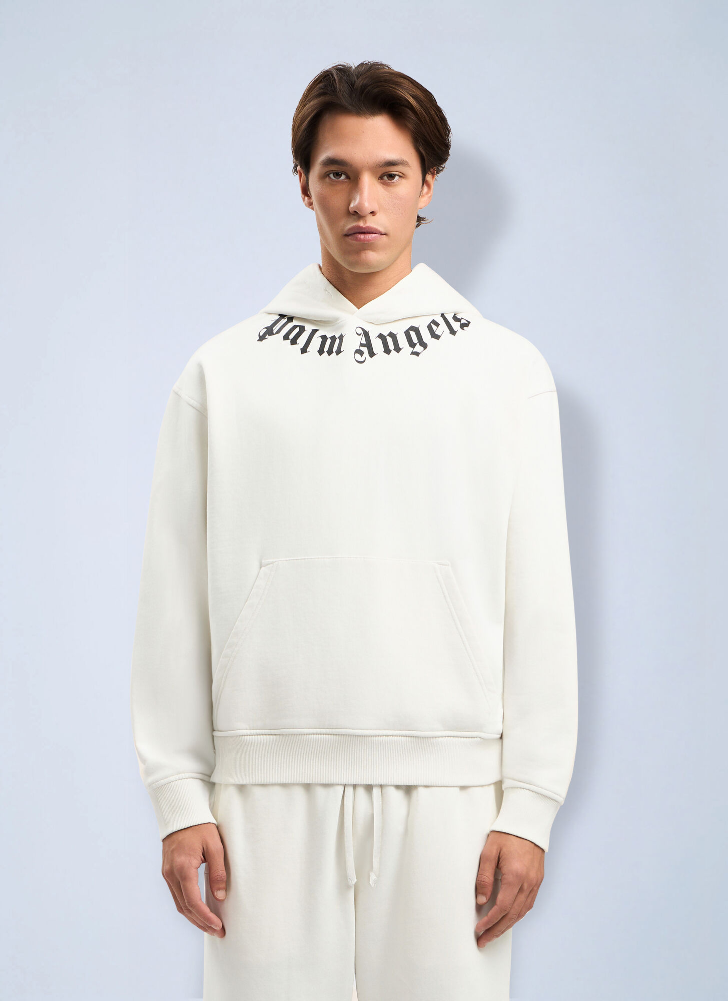 Palm Angels Neck Logo Hoodie - Man Sweatshirts White M　パーム・エンジェルス ネック ロゴ パーカー - マン スウェットシャツ ホワイト M Palm