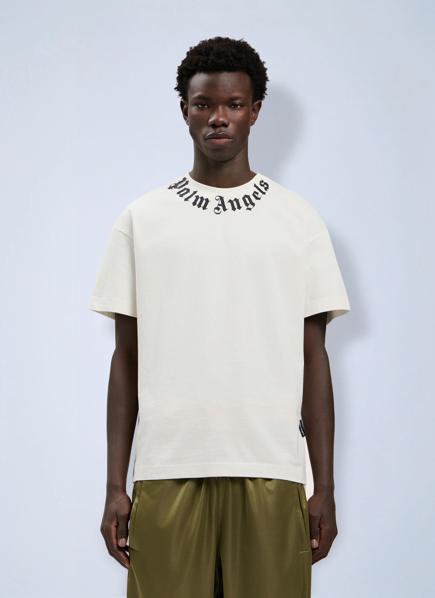 Palm Angels Neck Logo T-shirt - Man T-shirts White L　パーム・エンジェルス ネック ロゴ T シャツ - 男性 T シャツ ホワイト L Palm