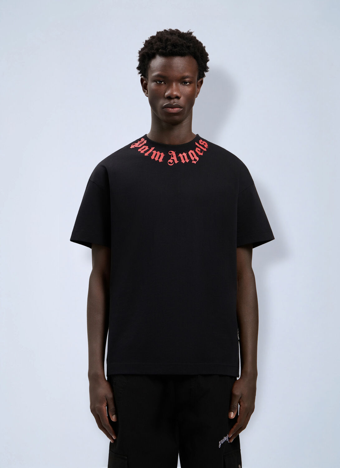 Palm Angels Neck Logo T-shirt - Man T-shirts Black Xs