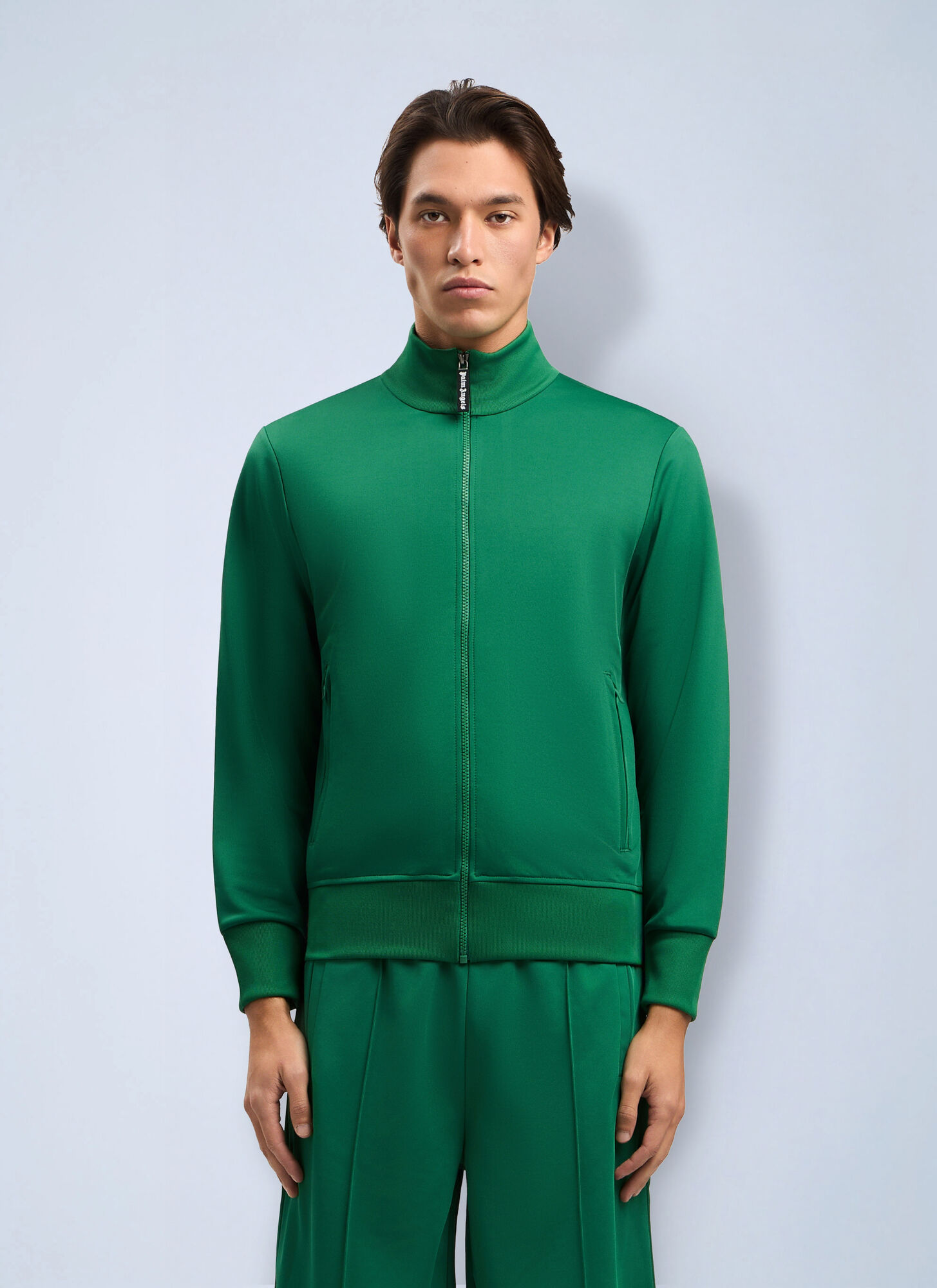 Palm Angels Curved Logo Track Jacket - Man Jackets Green S　パーム エンジェルス カーブ ロゴ トラック ジャケット - マン ジャケット グリーン S Palm