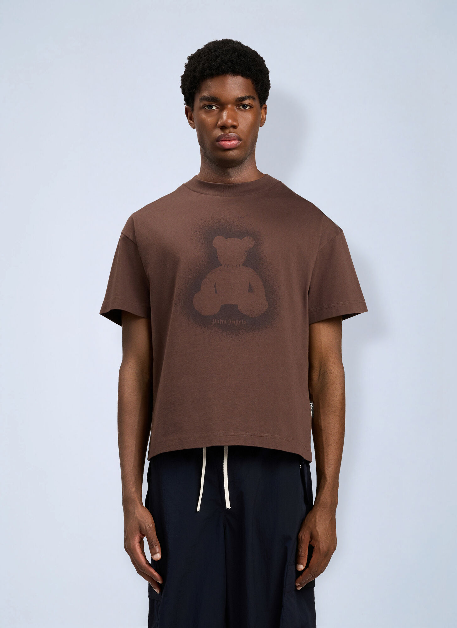 Palm Angels Spray Bear T-shirt - Man T-shirts Brown L　パーム・エンジェルス スプレー ベア T シャツ - 男性 T シャツ ブラウン L Palm