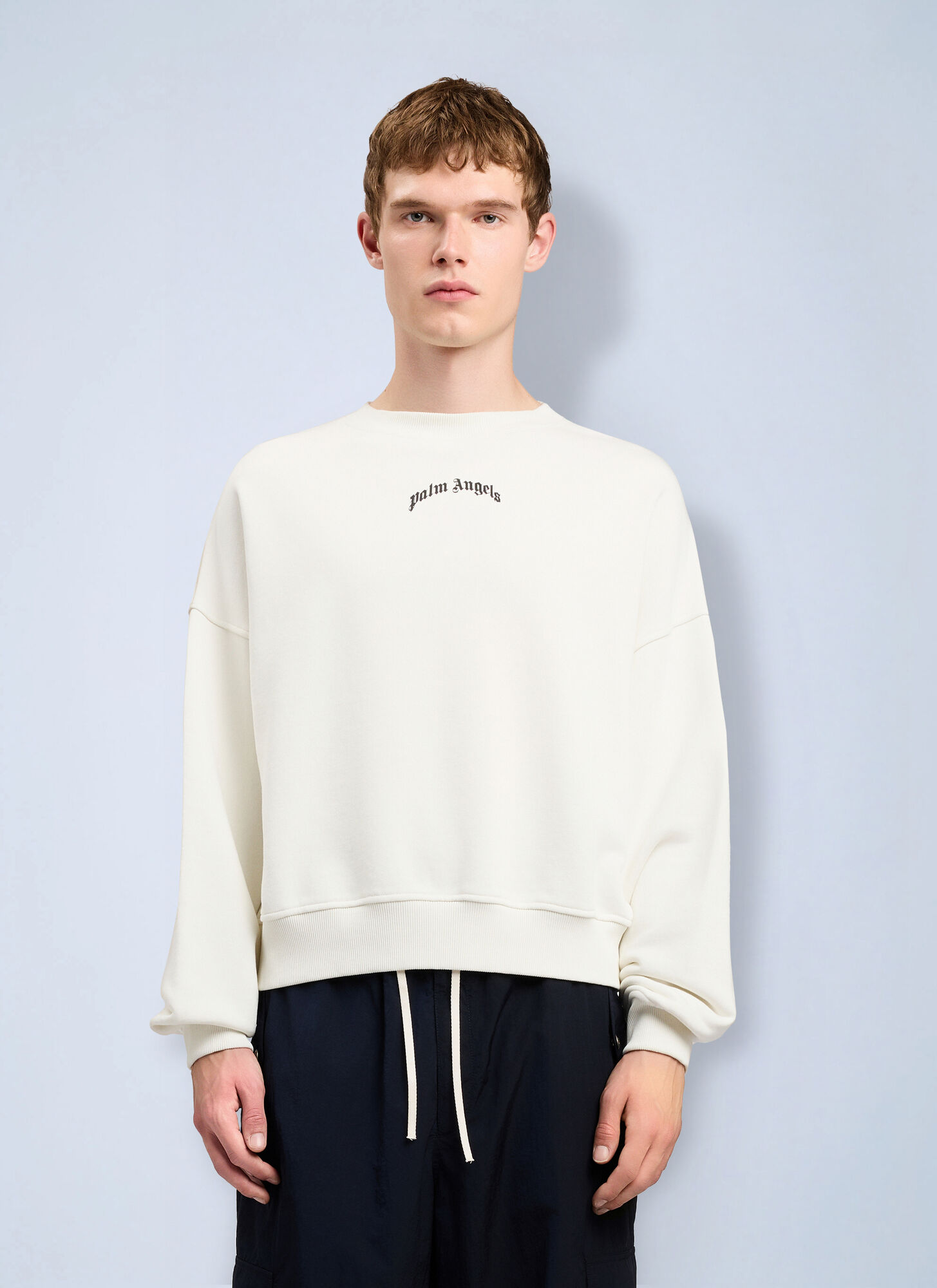 Palm Angels Back Curved Logo Loose Sweatshirt - Man Sweatshirts White Xxs