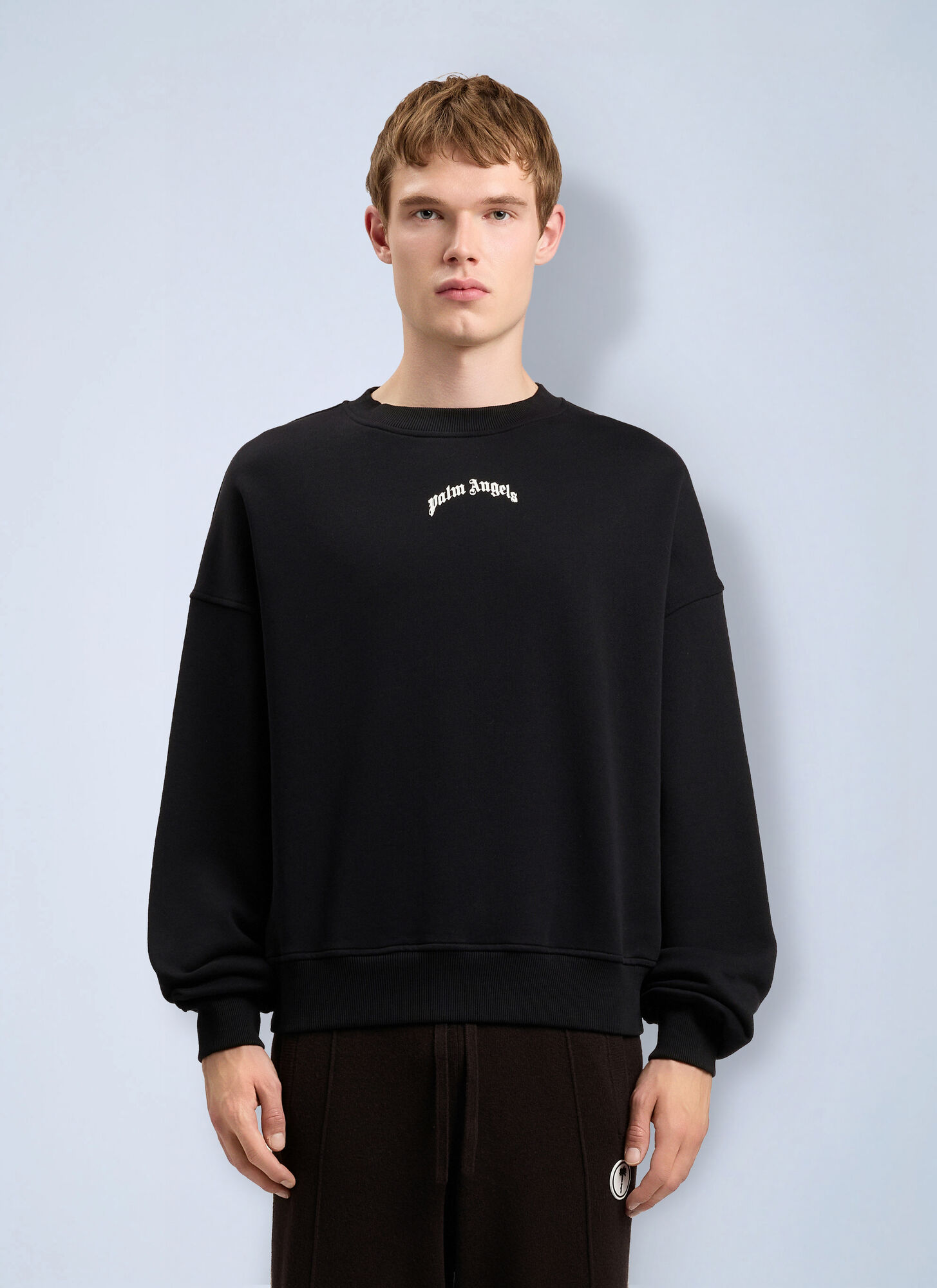 Palm Angels Back Curved Logo Loose Sweatshirt - Man Sweatshirts Black S　Palm Angels バック カーブ ロゴ ルーズ スウェットシャツ - 男性スウェットシャツ ブラック S Palm