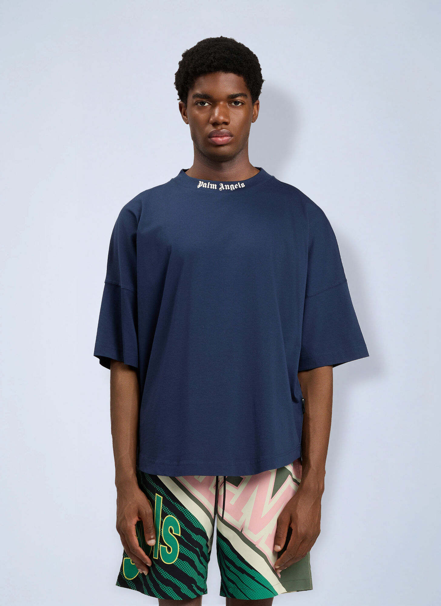 Palm Angels Classic Logo Over T-Shirt - Man T-Shirts Blue L