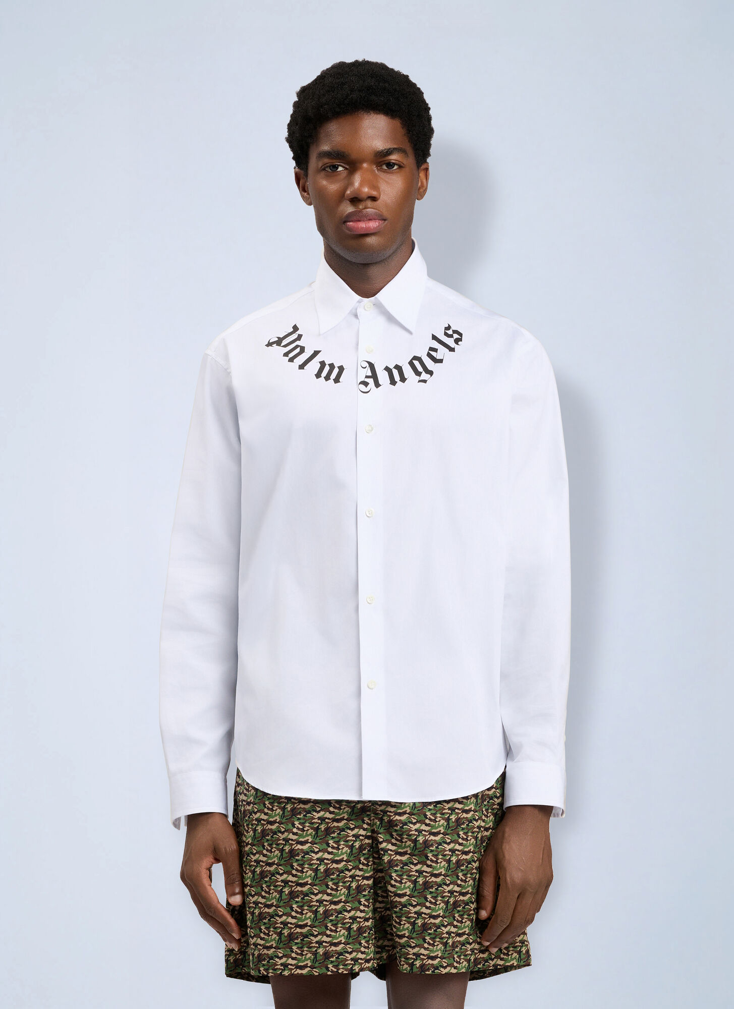 Palm Angels Neck Logo Shirt - Man Shirts White It - 46