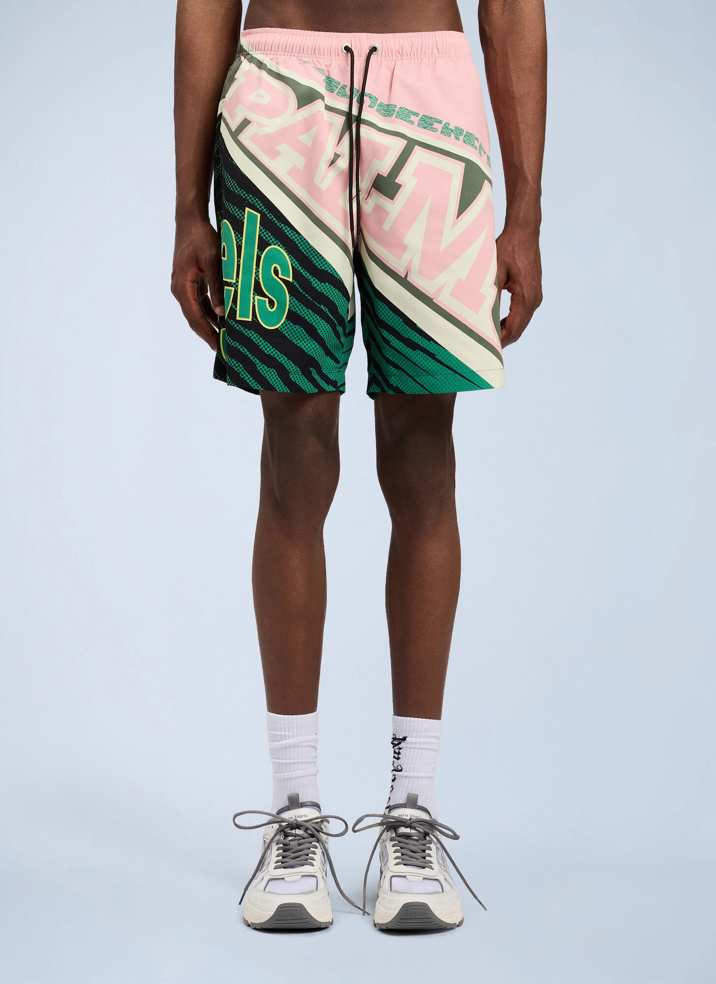 Palm Angels Racing Swimshorts - Man Swimwear Green L　Palm Angels レーシング スイムショーツ - 男性用水着 グリーン L Palm