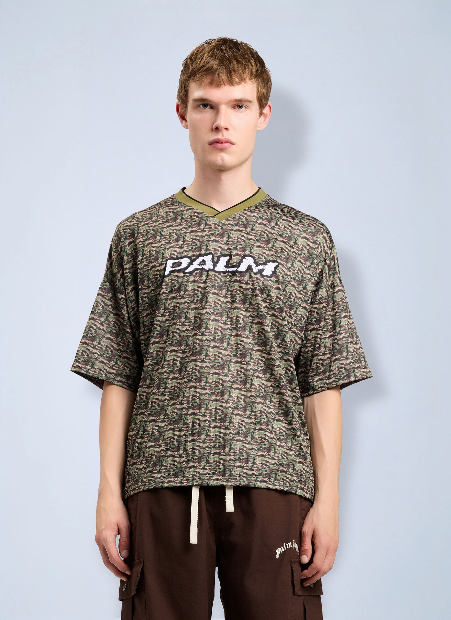 Palm Angels Camo Allover Palm Sport T-shirt - Man T-shirts Green L　パーム エンジェルス カモフラージュ オールオーバー パーム スポーツ T シャツ - 男性 T シャツ グリーン L Palm