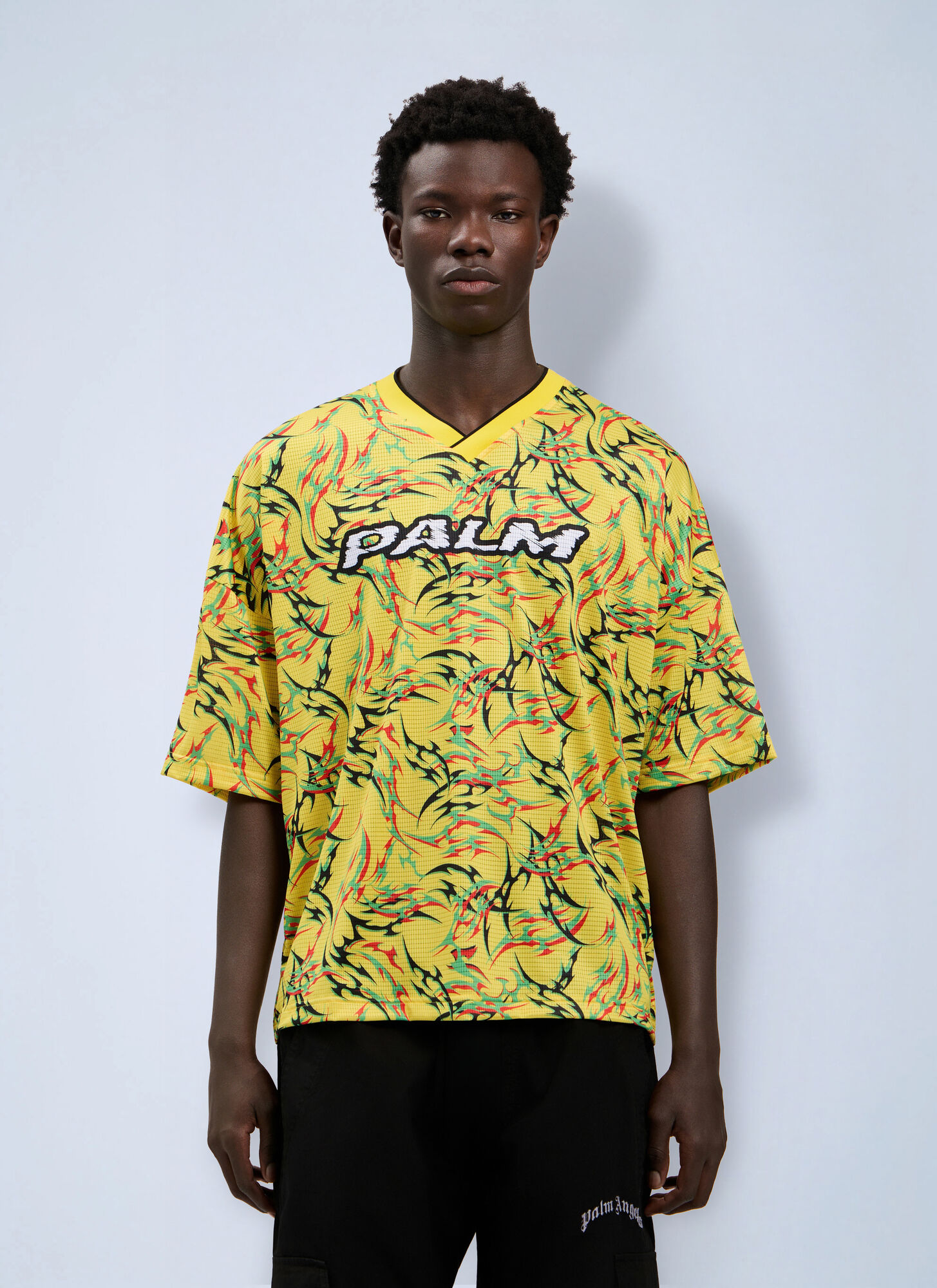 Palm Angels Tribal Allover Palm Sport T-shirt - Man T-shirts Yellow L　パーム・エンジェルス トライバル オールオーバー パーム スポーツ T シャツ - 男性 T シャツ イエロー L Palm
