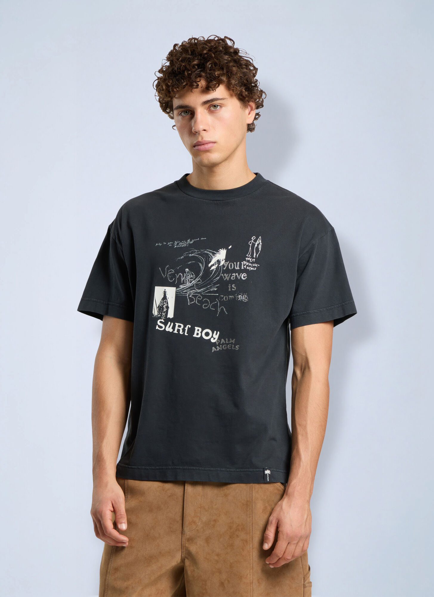 Palm Angels Surf Boy Regular T-shirt - Man T-shirts Grey S