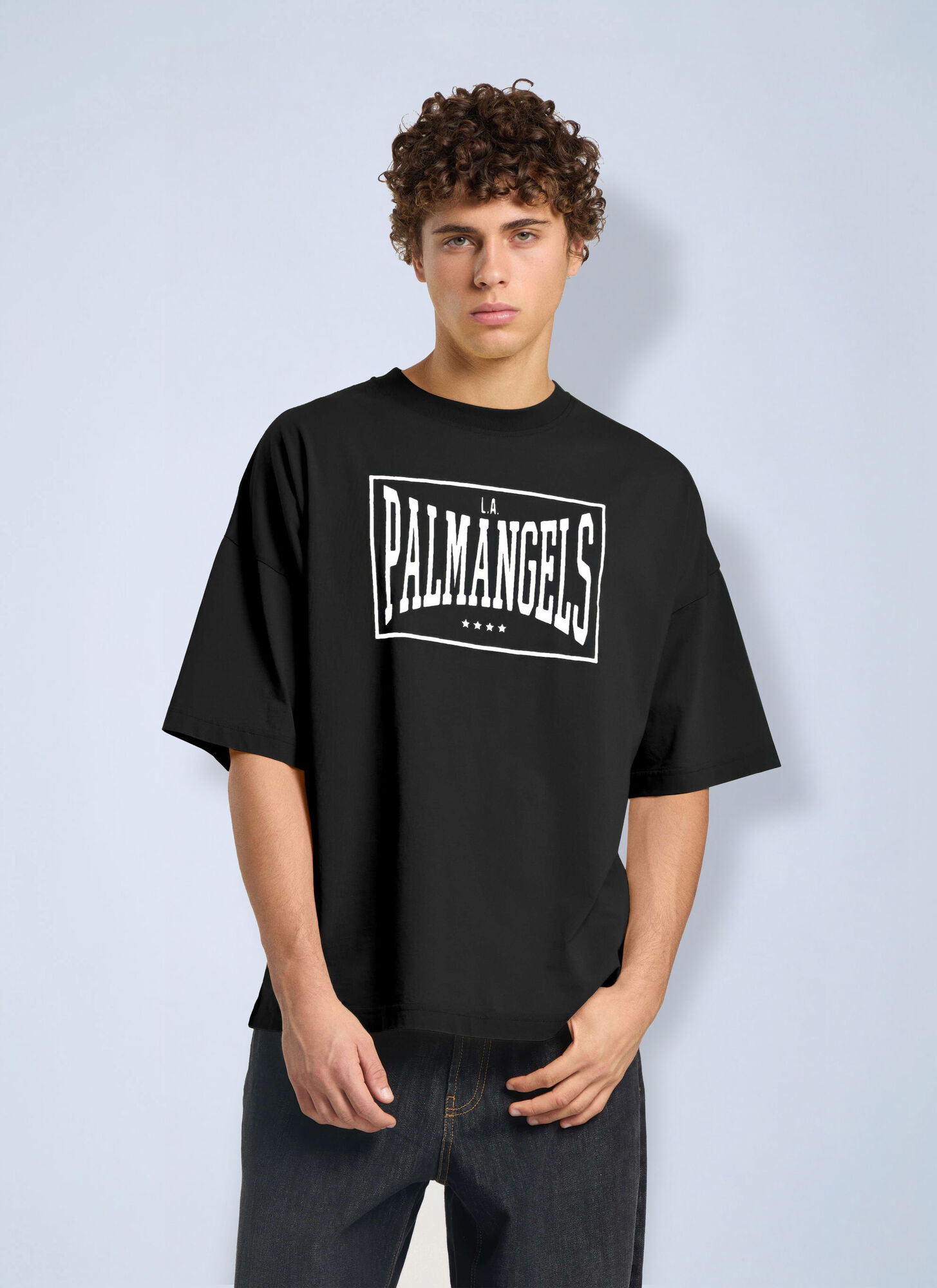 Palm Angels Men's Black Vintage Box Logo Loose T-Shirt - Man T-Shirts S - Image 1