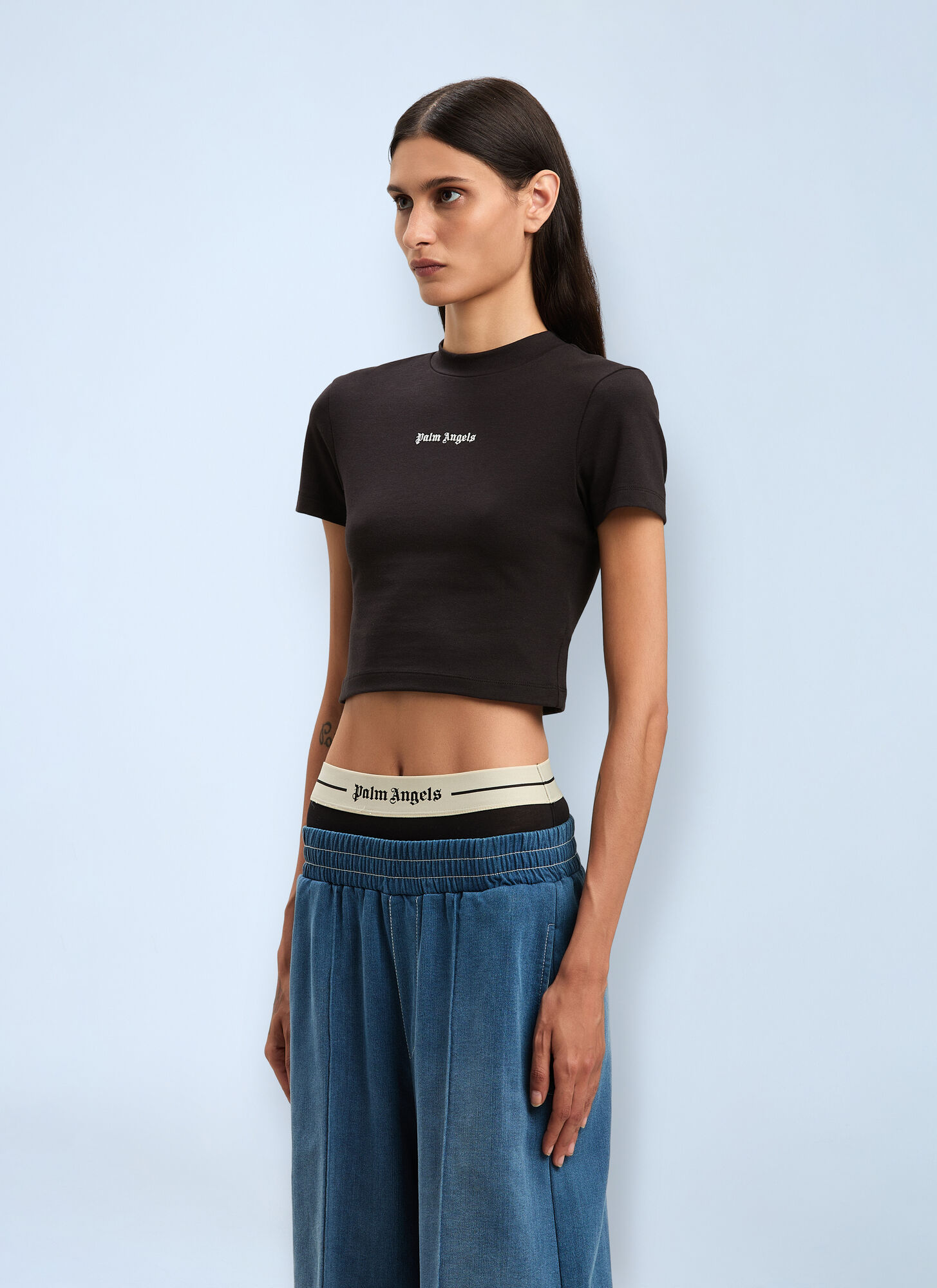  Palm Angels Palm Angels Logo Motif T-shirt - Frau T-shirts Black S 
