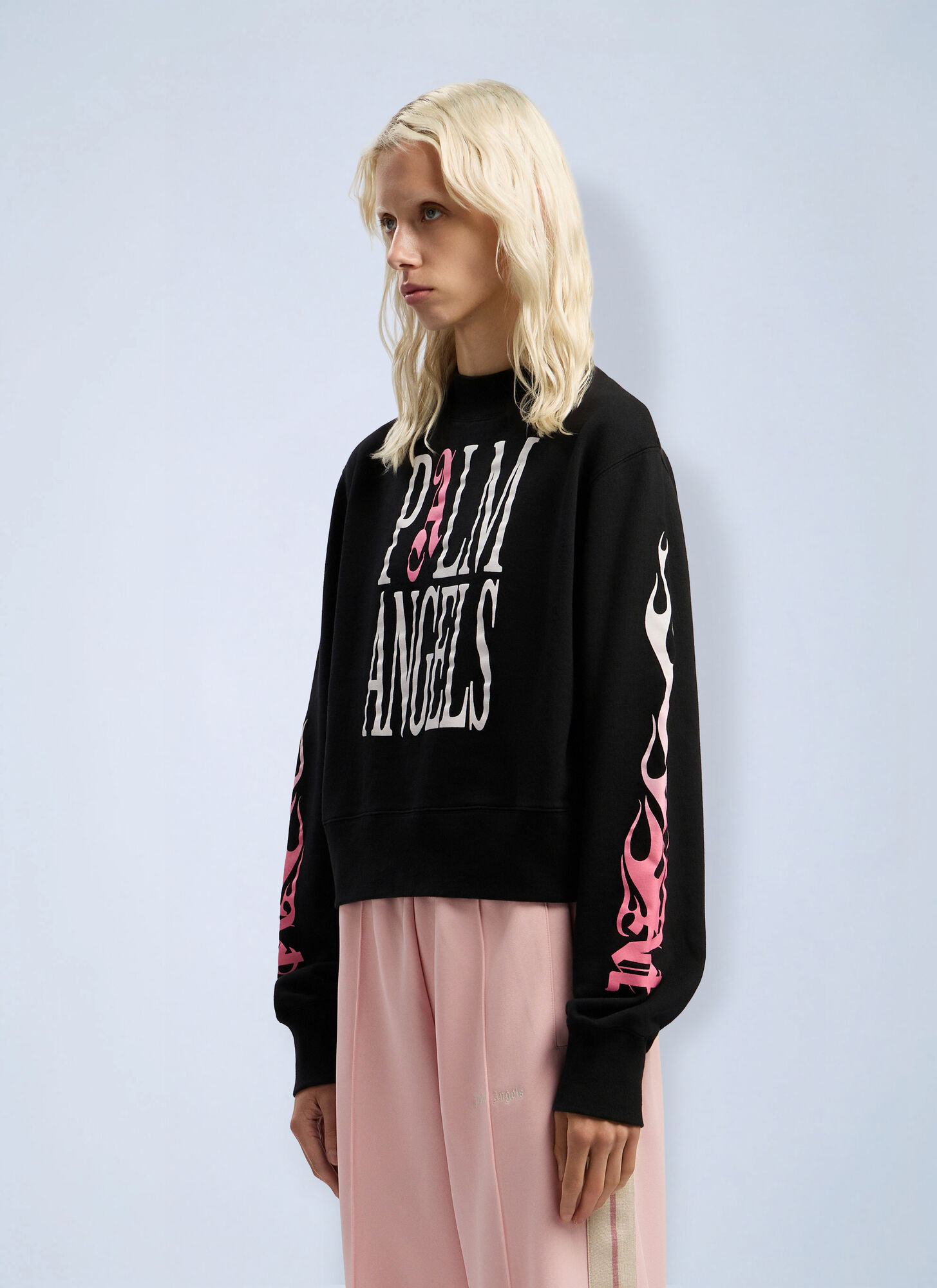  Palm Angels Palm Angels Flames Fitted Crew Sweatshirt - Frau Sweatshirts Black M 