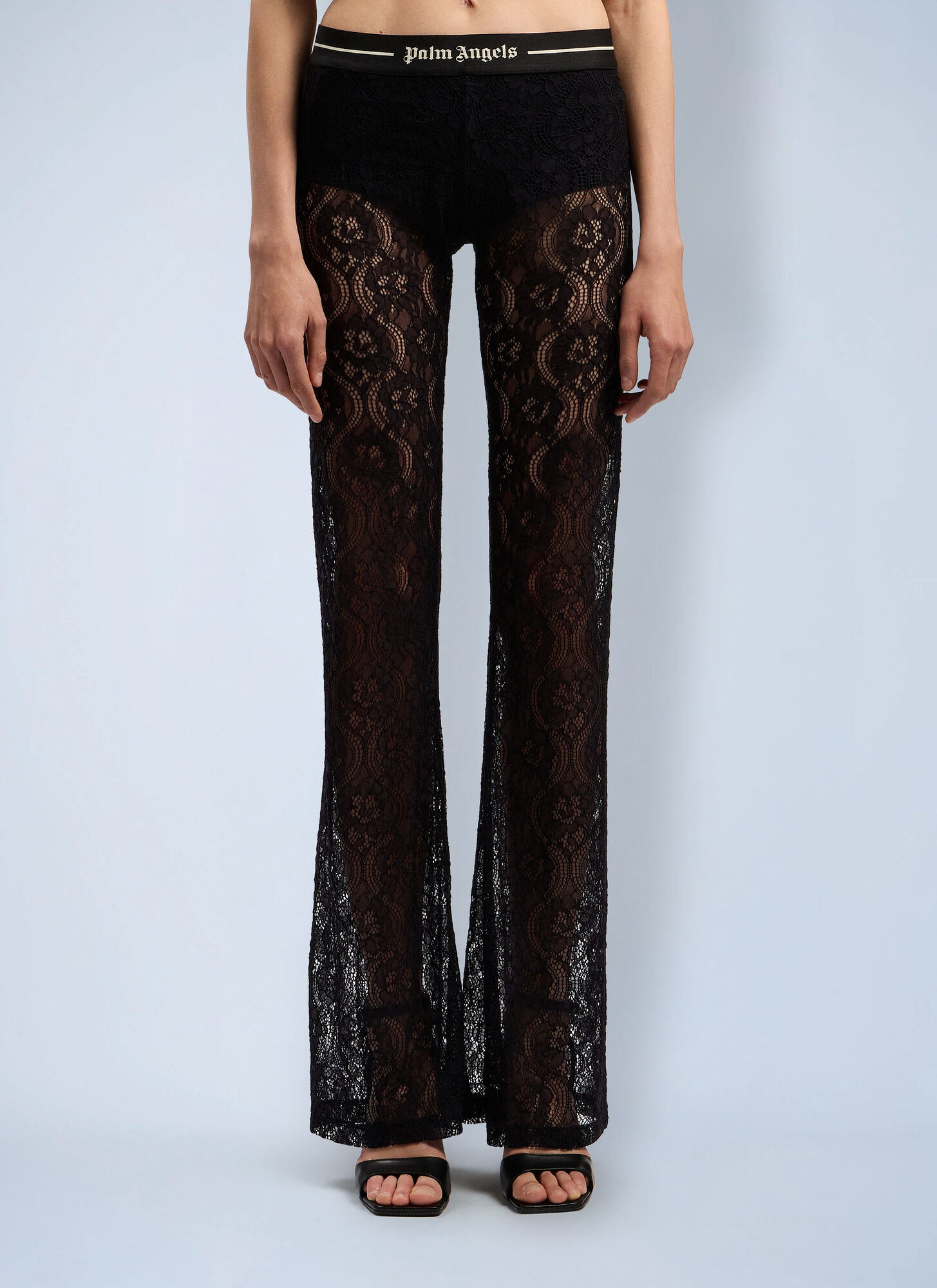 Palm Angels Women's Black Classic Logo Lace Pants - Woman Pants L