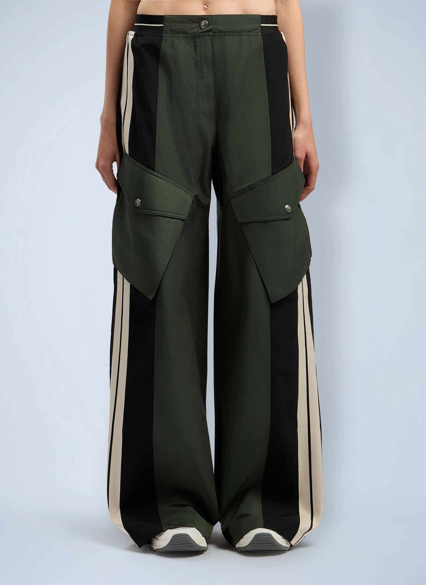Palm Angels Women's Green Panel Cargo Pants - Woman Pants Xs