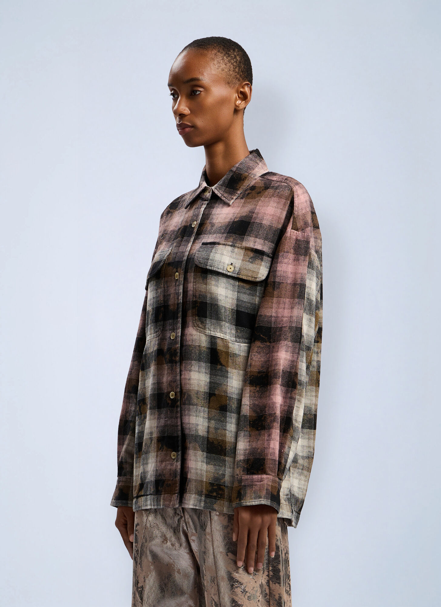  Palm Angels Palm Angels Curved Logo Coated Checkshirt - Frau Hemden Black It - 38 