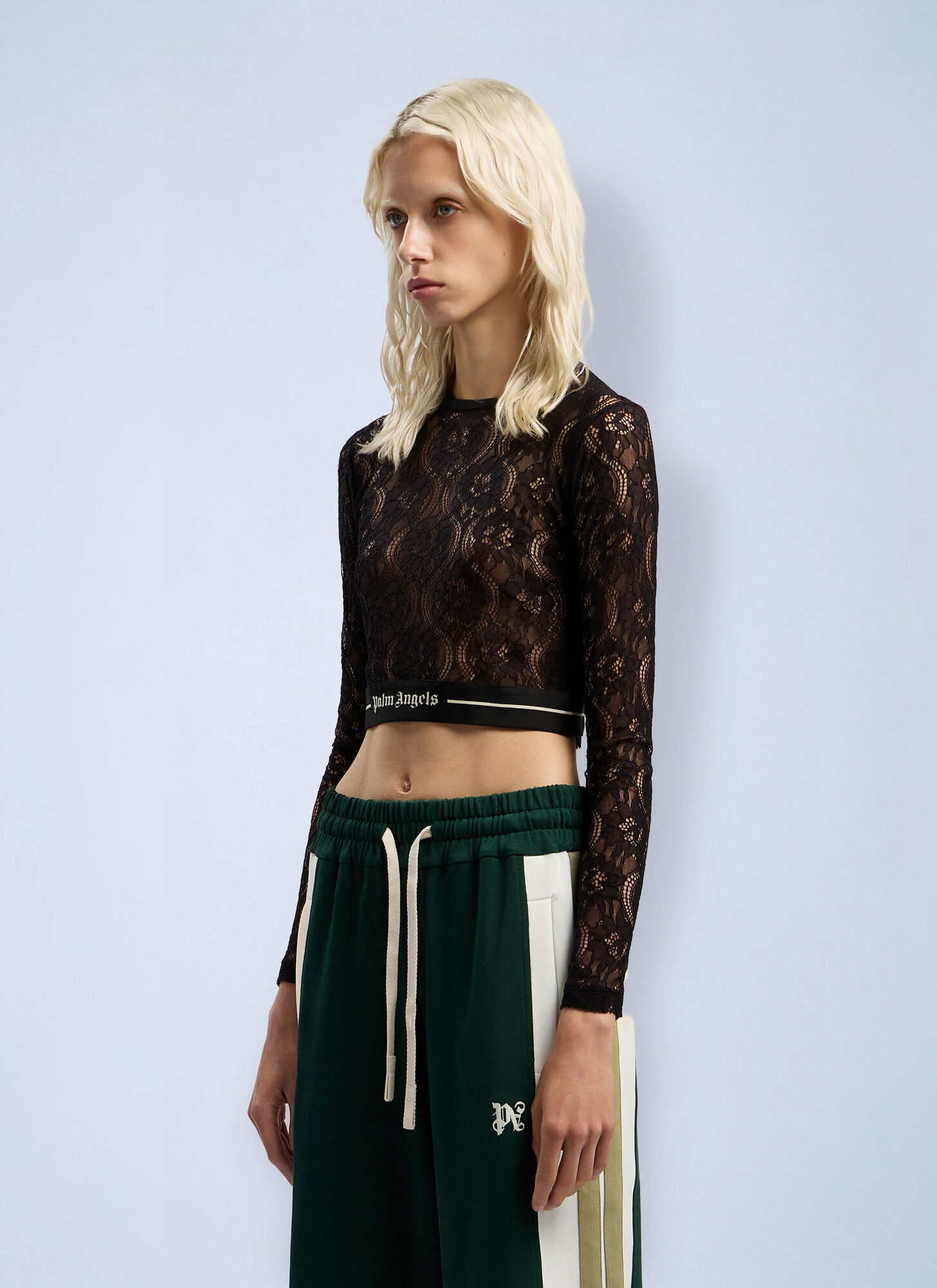  Palm Angels Palm Angels Classic Logo Lace Top - Frau T-shirts Black M 