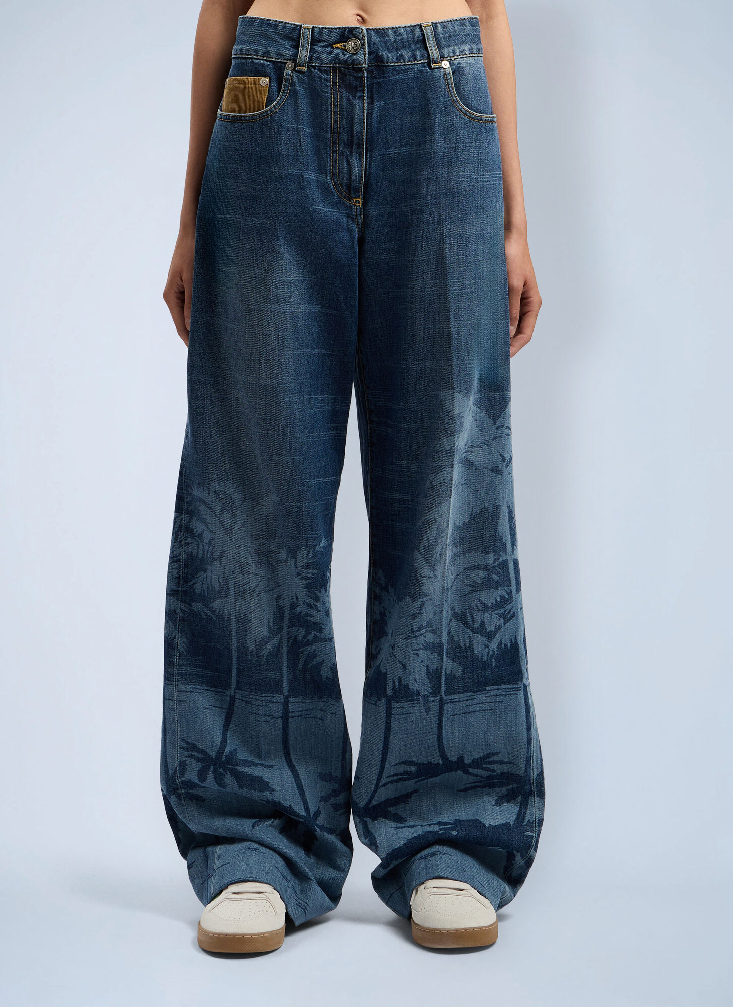 Palm Angels Women's Light Blue Palms Loose Denim Pants - Woman Jeans 27