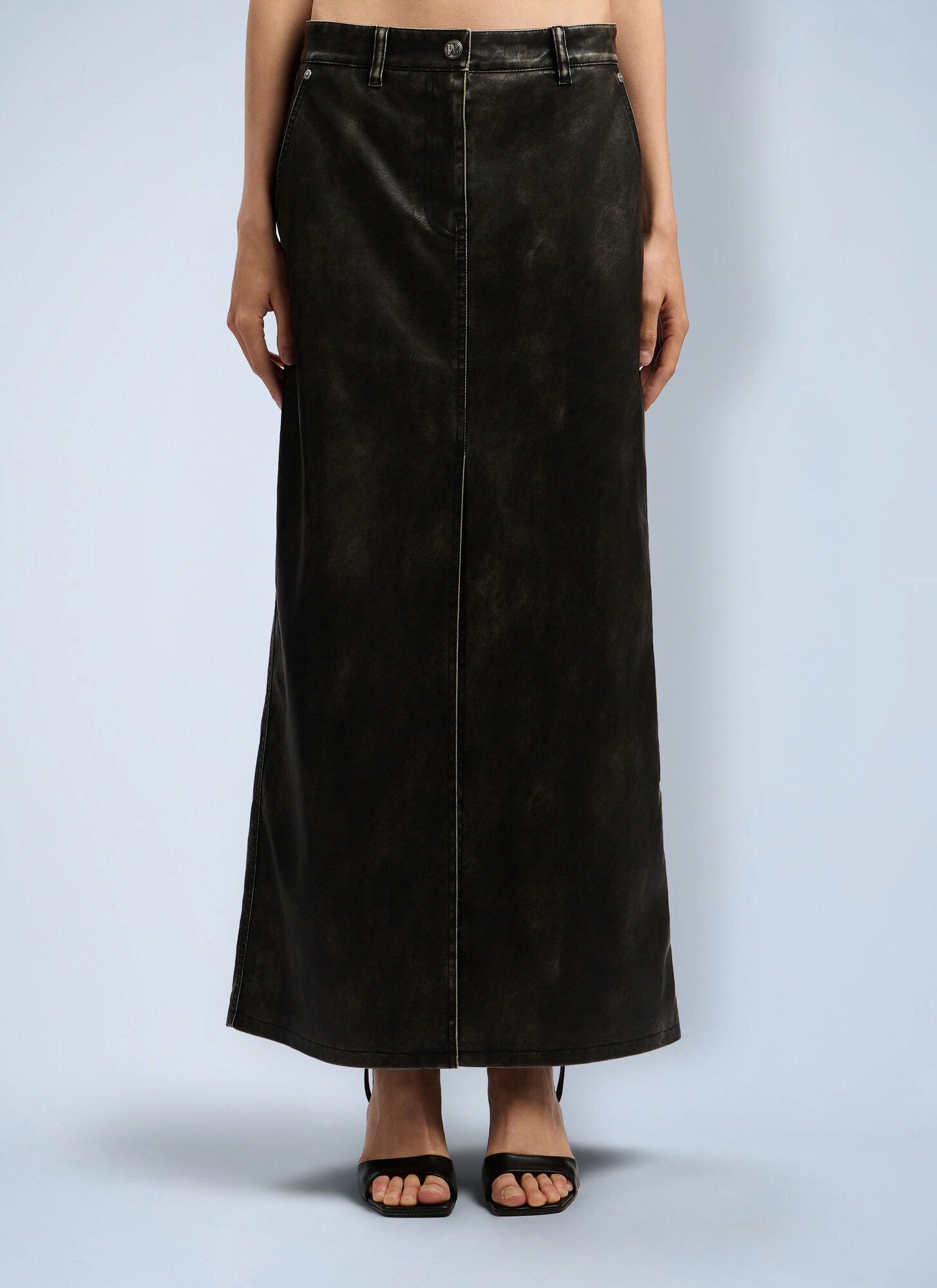Palm Angels Women's Grey Curved Logo Coated Long Skirt - Woman Skirts It - 44