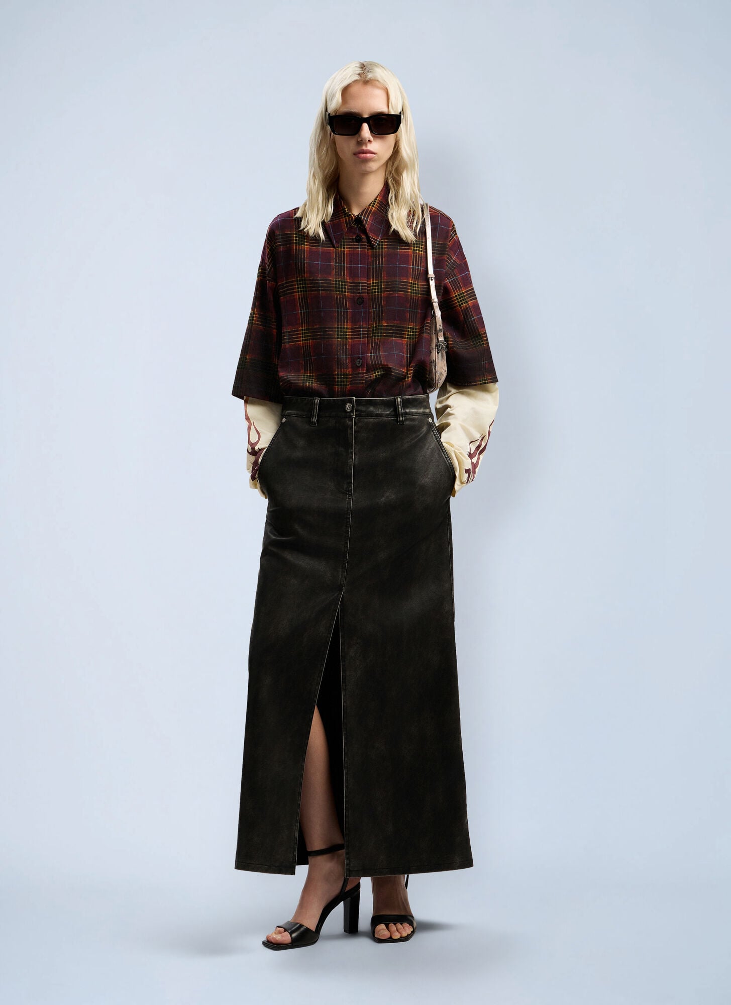  Palm Angels Palm Angels Curved Logo Coated Long Skirt - Frau Röcke Grey It - 38 