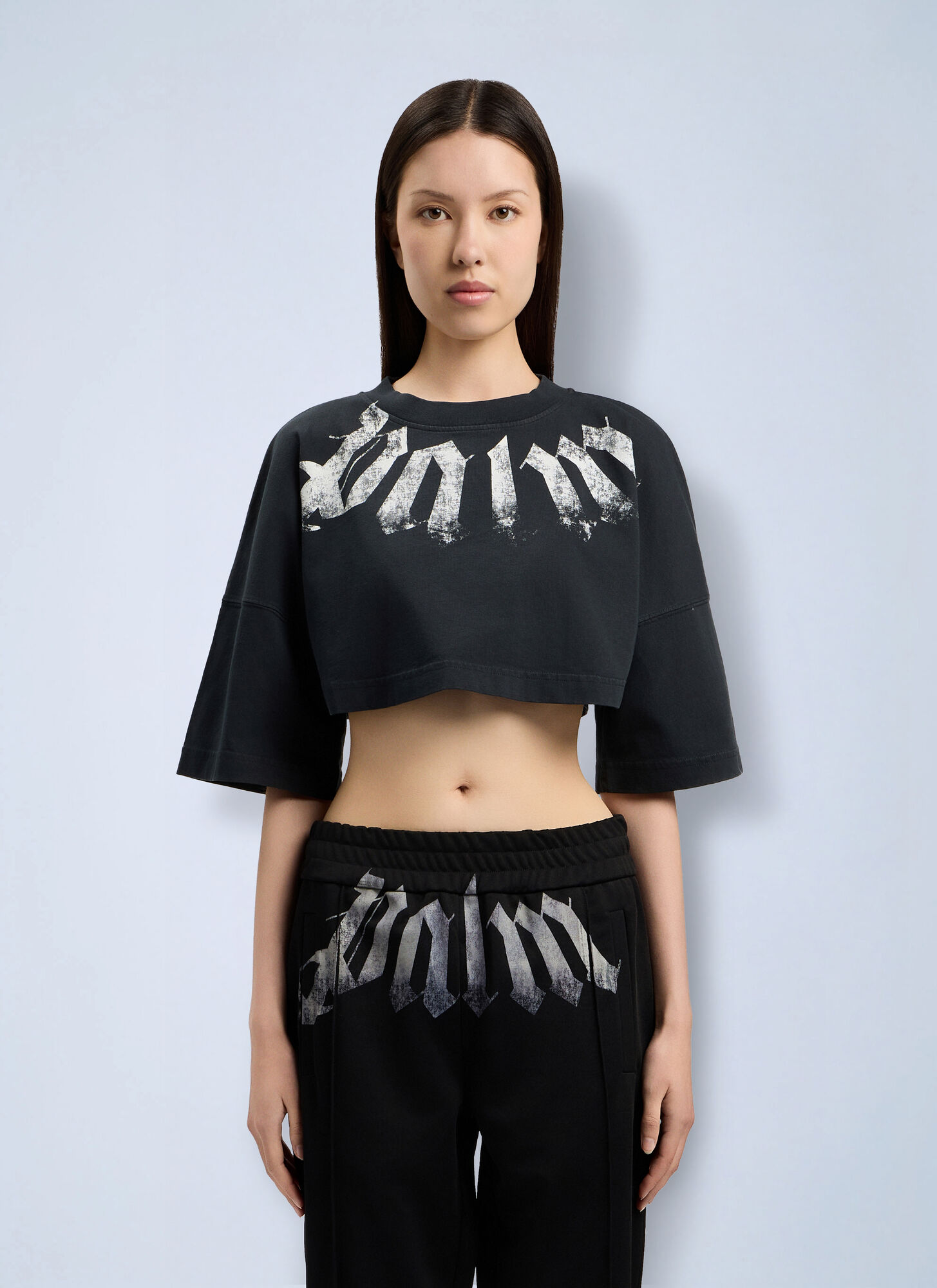 Palm Angels Big Neck Logo Mini T-shirt - Woman T-shirts Black L　パーム・エンジェルス ビッグ ネック ロゴ ミニ T シャツ - 女性 T シャツ ブラック L Palm