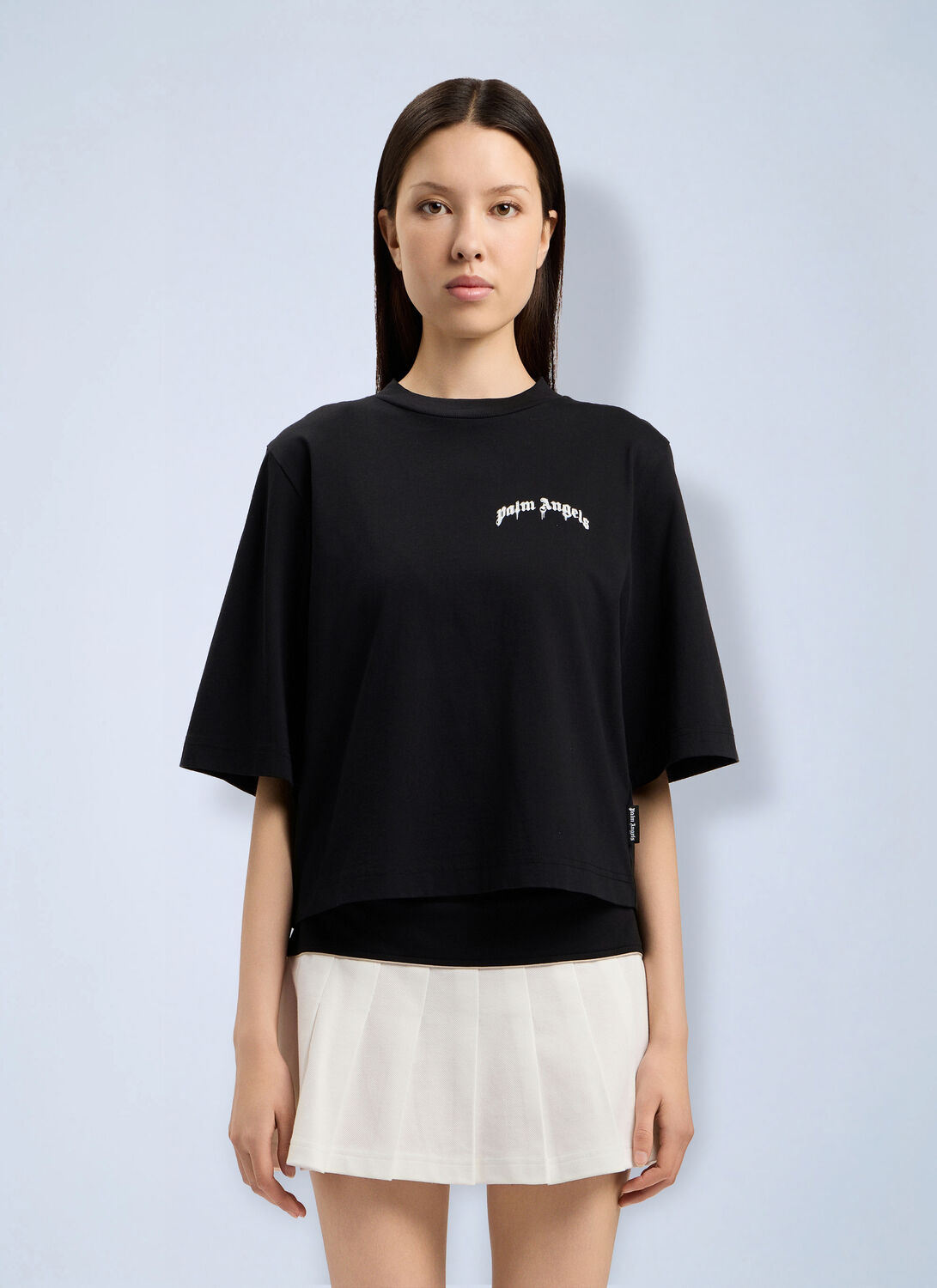 Palm Angels Mini Curved Logo Boxy T-shirt - Woman T-shirts Black Xs