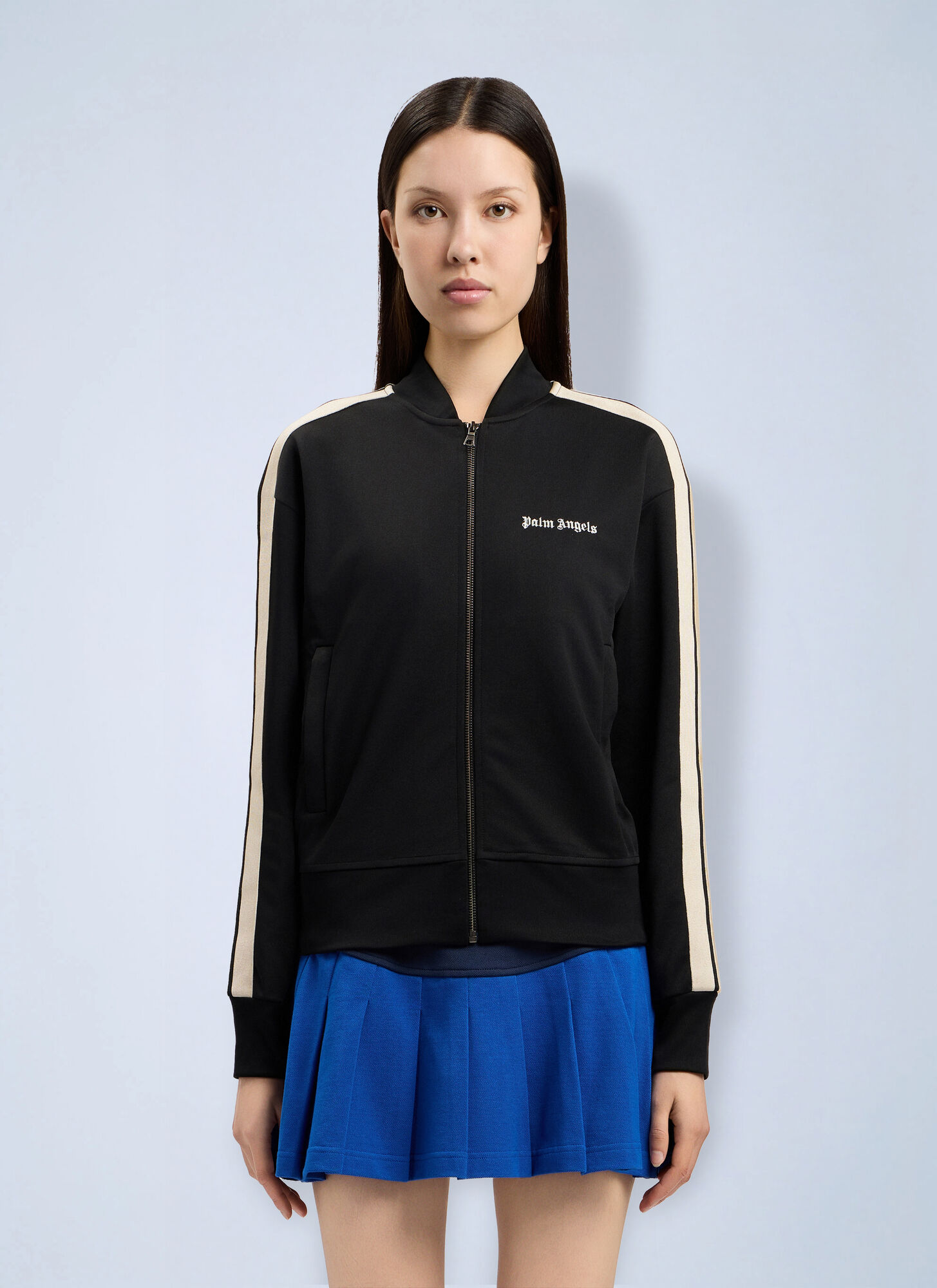Palm Angels Women's Black Classic Logo Track Bomber Jacket - Woman Jackets Xs