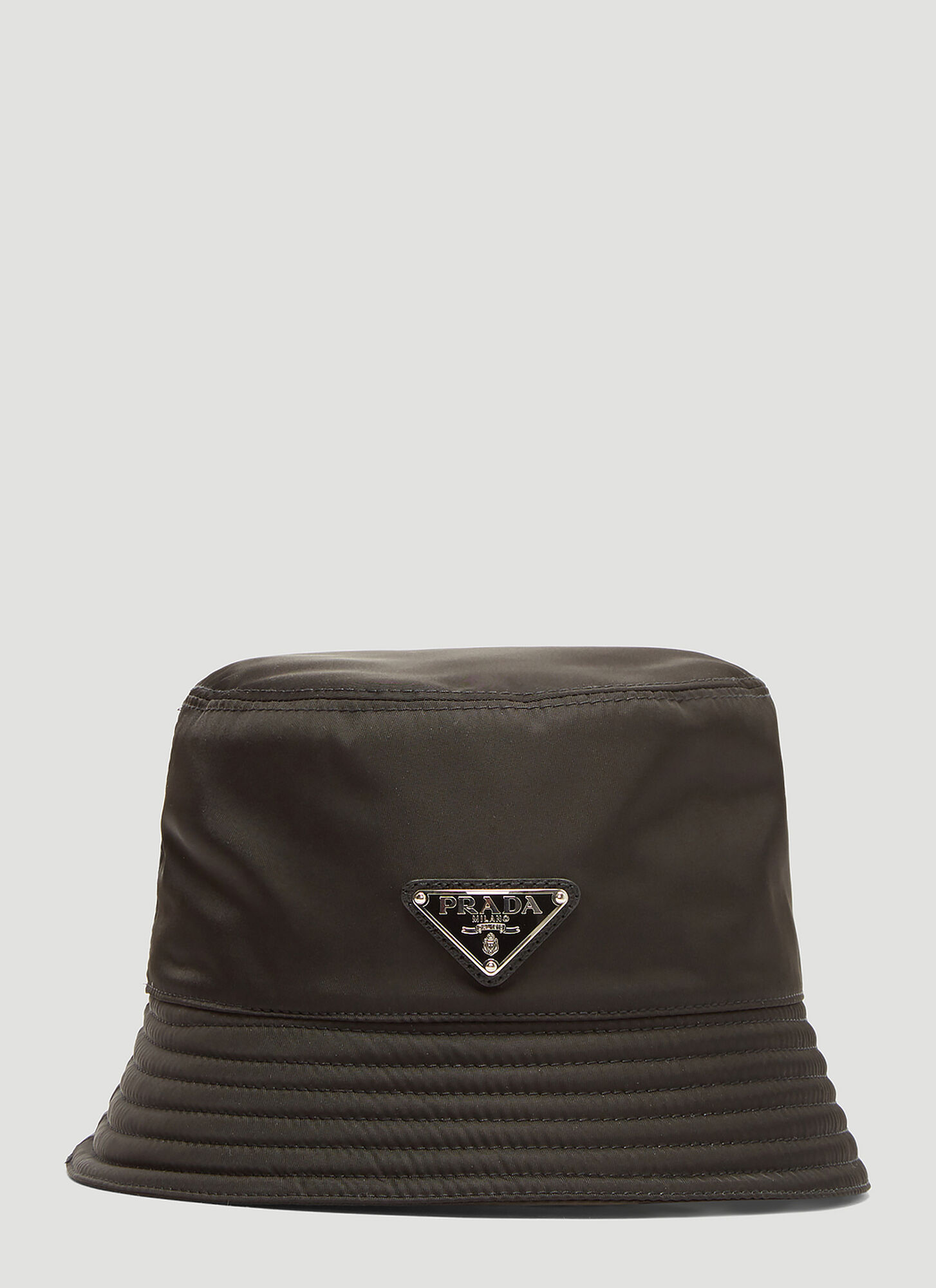 Prada Men's Black Nylon Logo Bucket Hat - Man Hats L