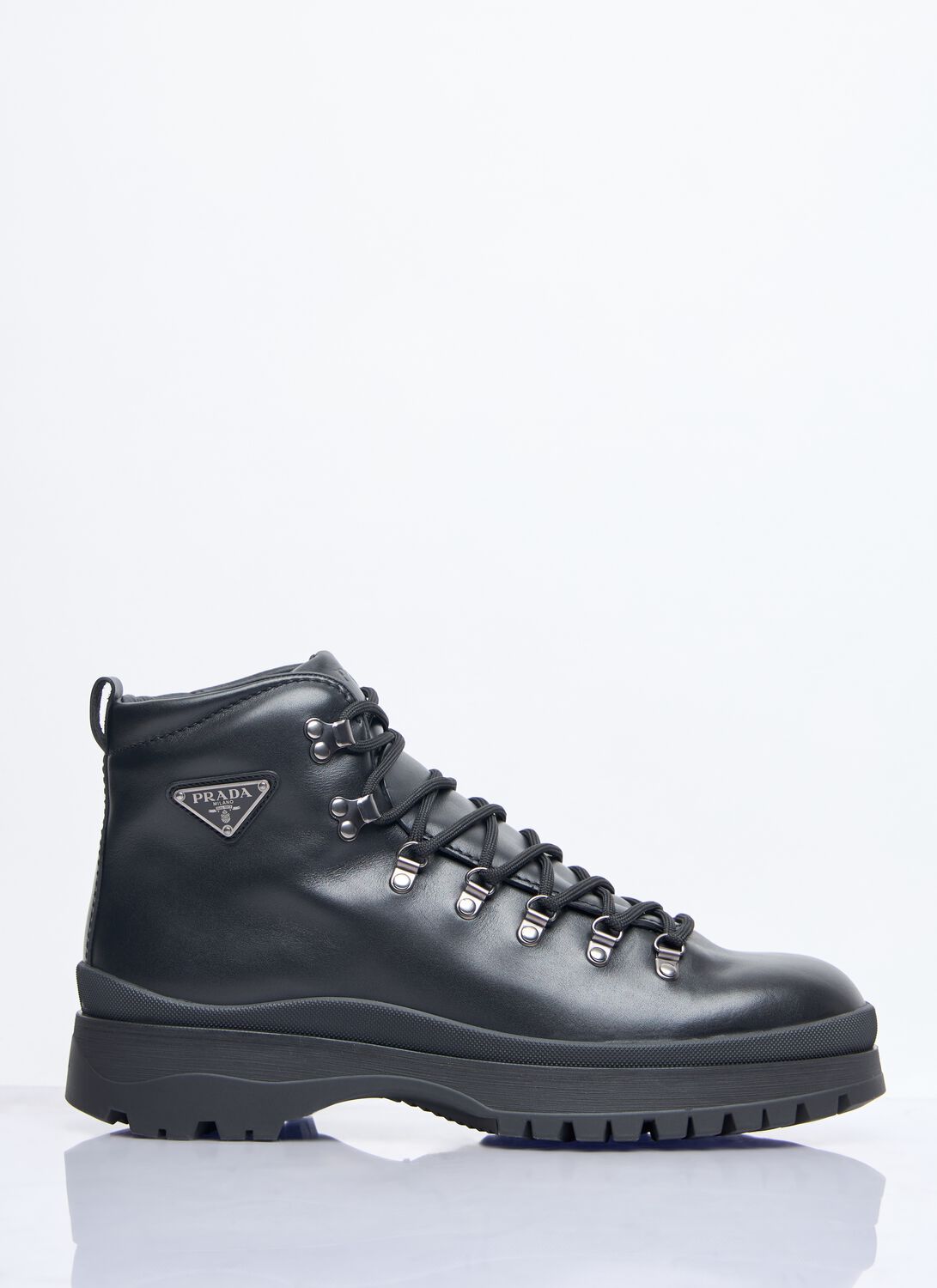 Prada Logo Leather Ankle Boots Boots And Ankle Boots Black In Black