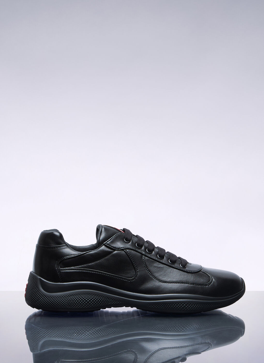 Shop Prada America's Cup Leather Sneakers In Black