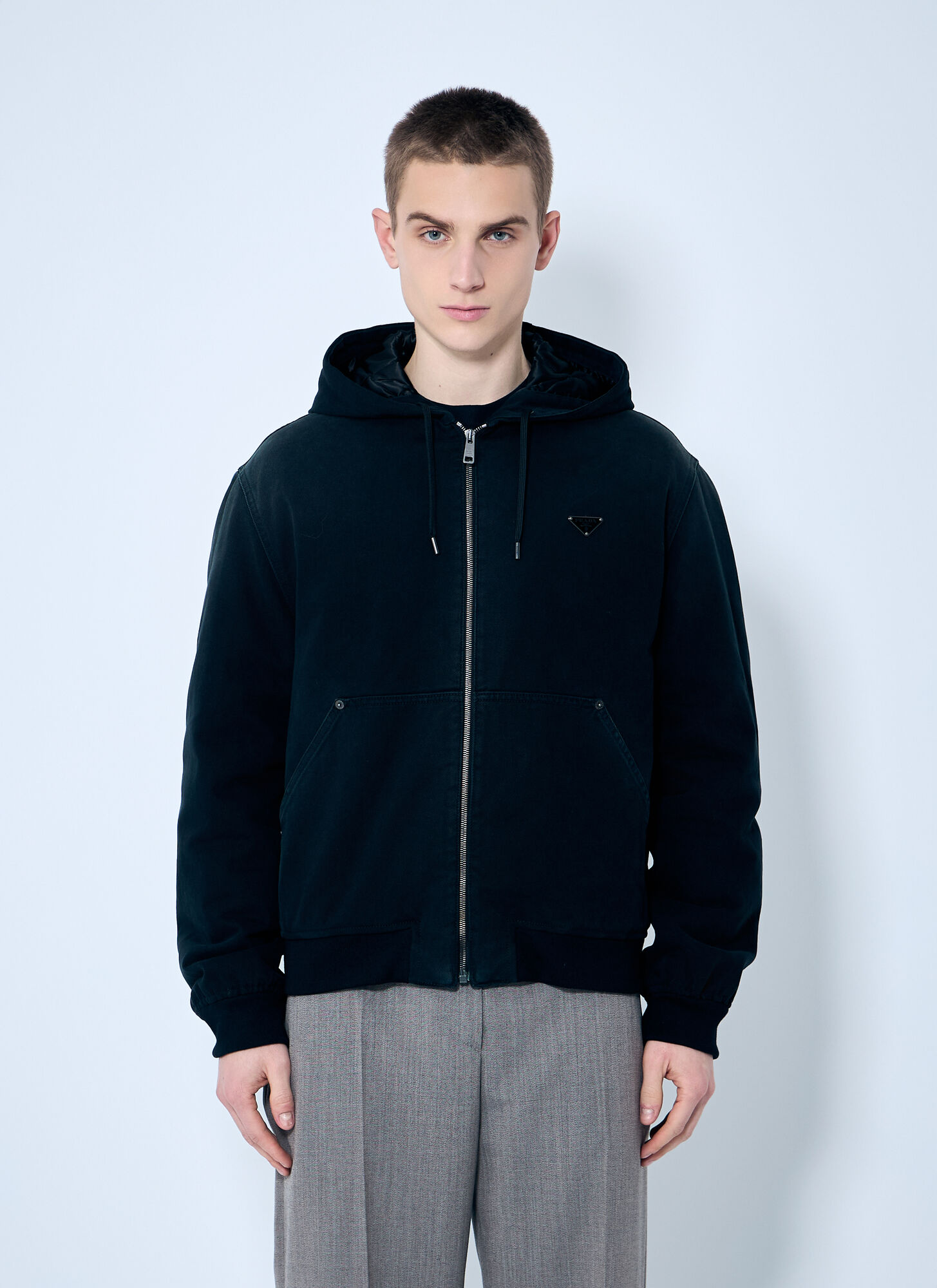 Prada 牛仔连帽夹克 - Male 外套&夹克 Black L