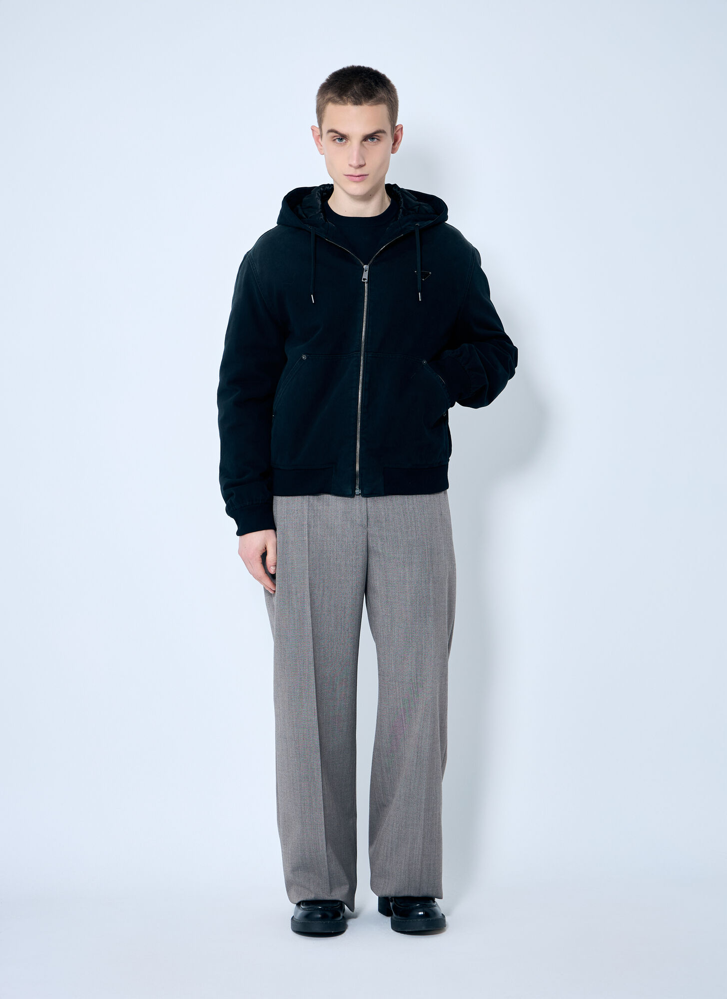  Prada Prada Denim Hooded Jacket - Mann Jacken Black L 