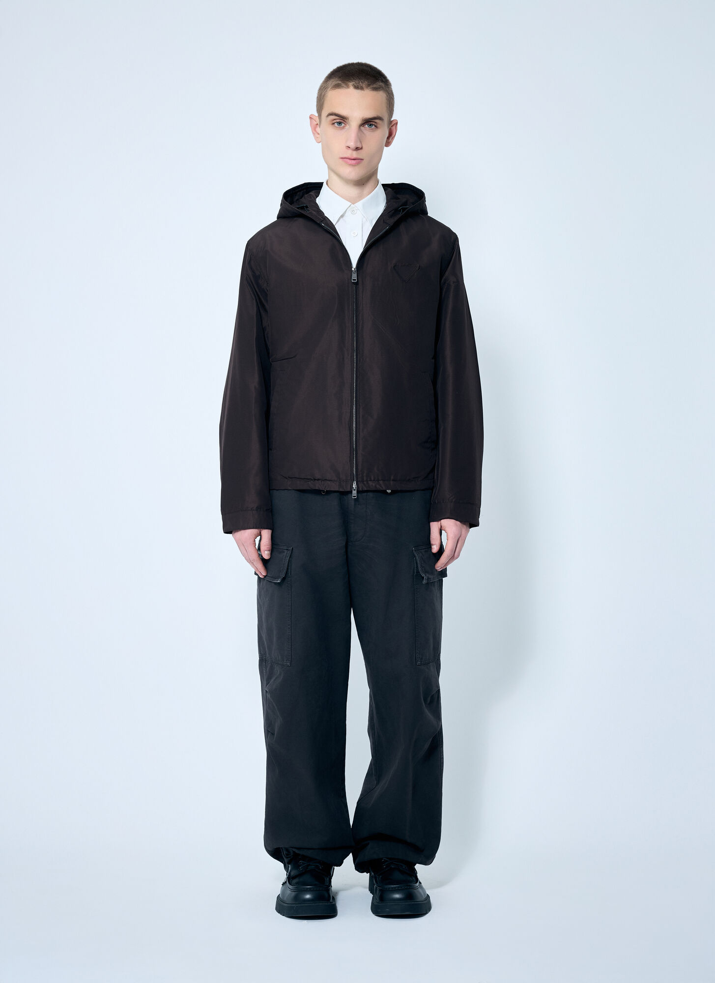  Prada Prada Silk Hooded Jacket - Mann Jacken Brown L 