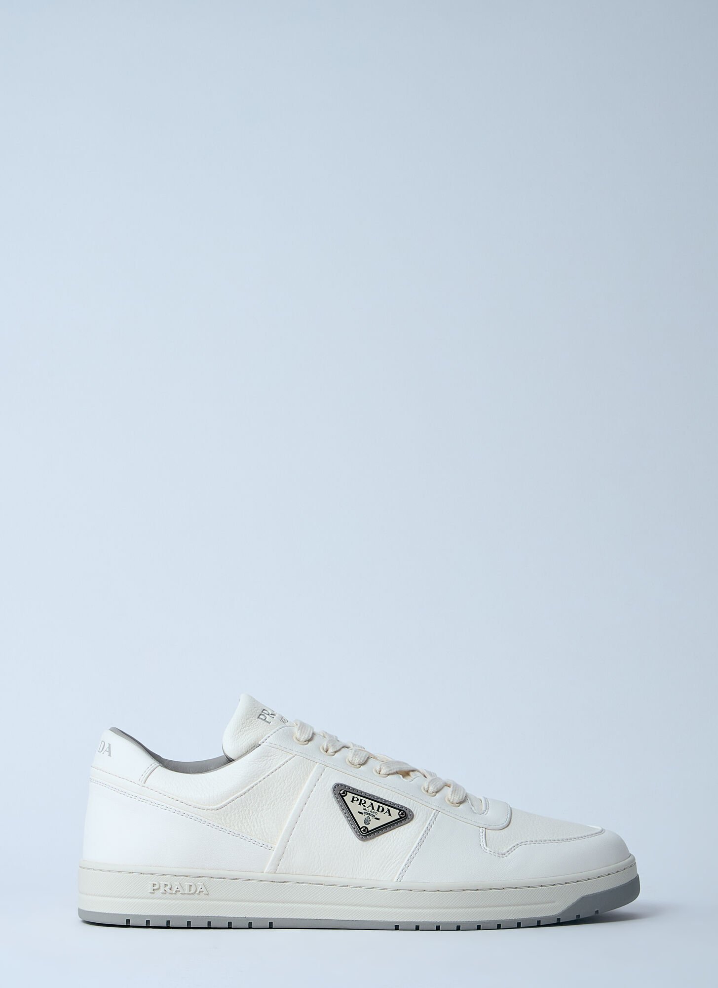 Prada Men Leather Low-top Sneakers In White