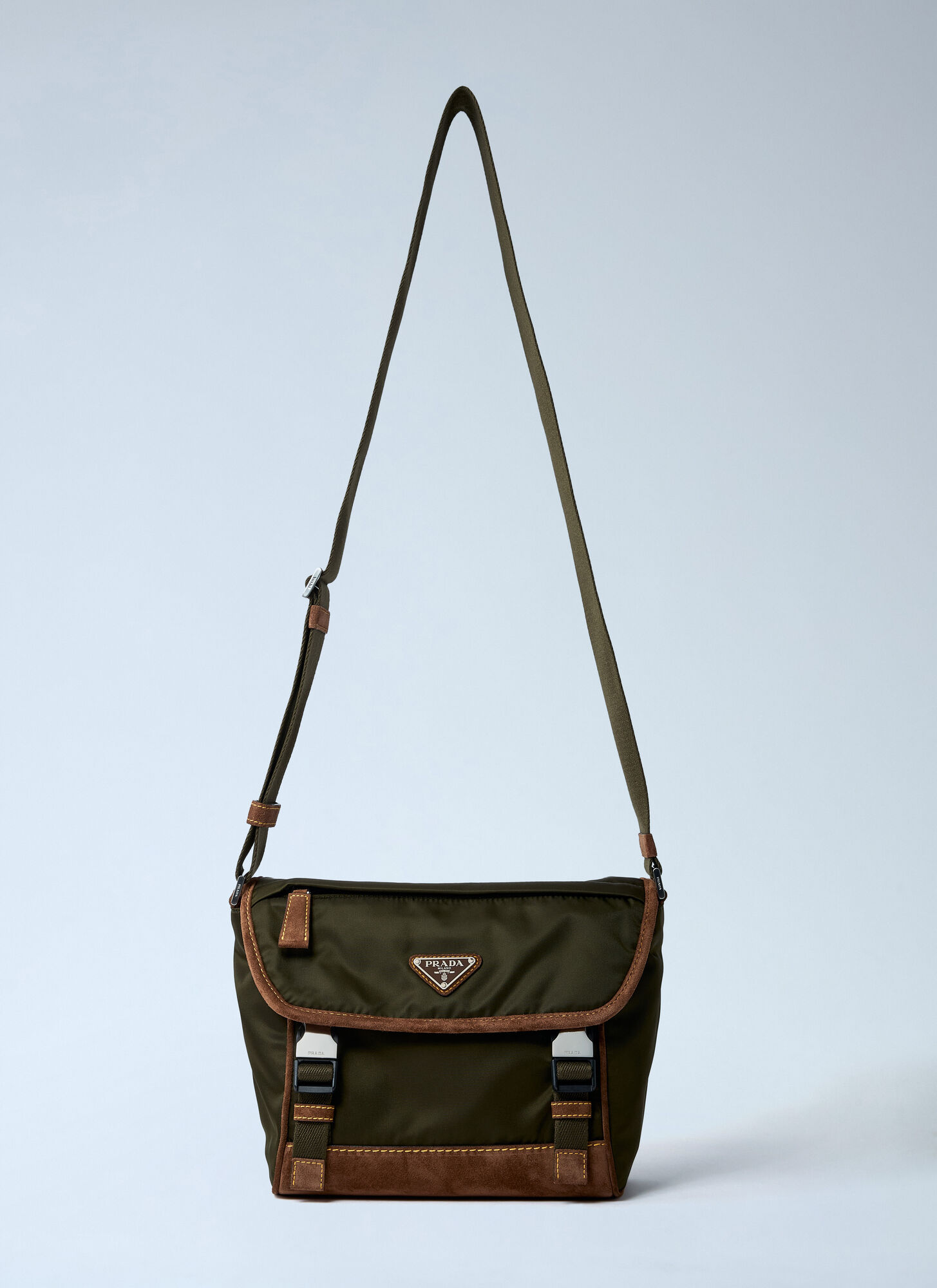 Prada Men's Brown Medium Re-Nylon Crossbody Bag - Man Crossbody Bags One Size