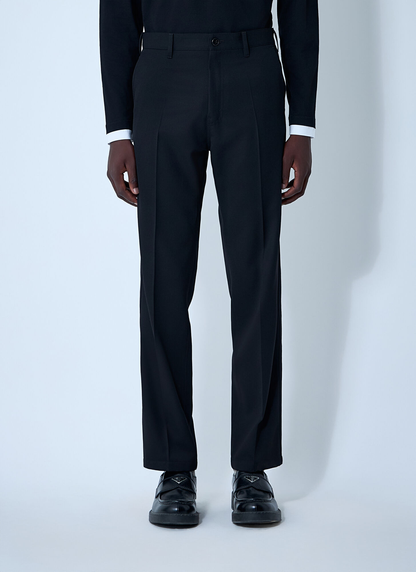 Prada 羊毛长裤 - Male 长裤 Black Eu - 46