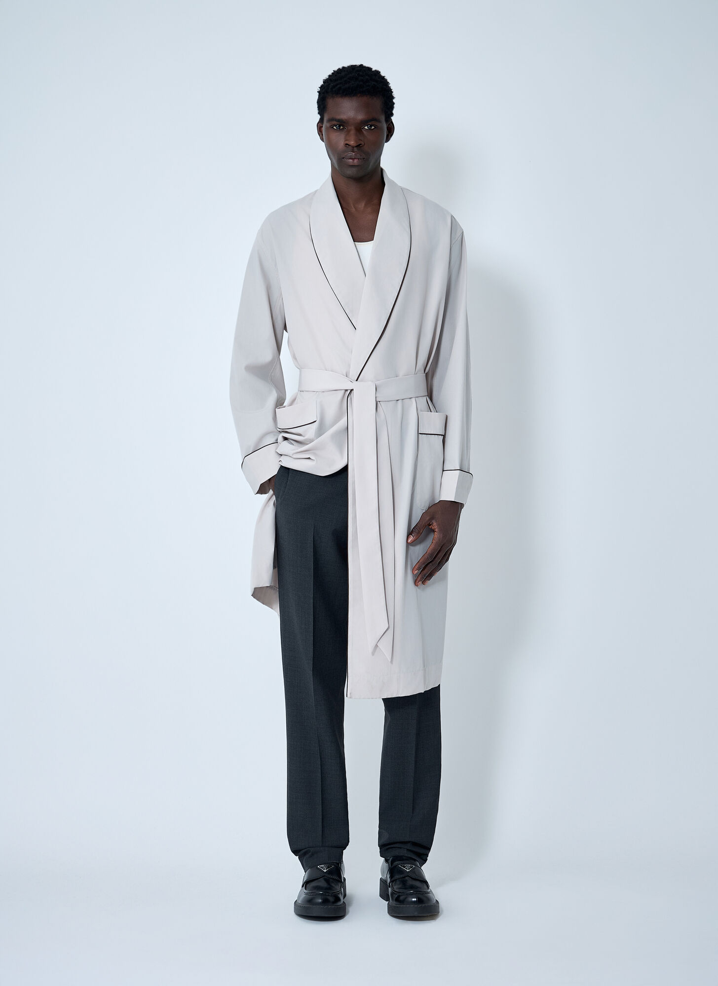 Prada Prada Limestone Robe Coat - Mann Mäntel Beige M 