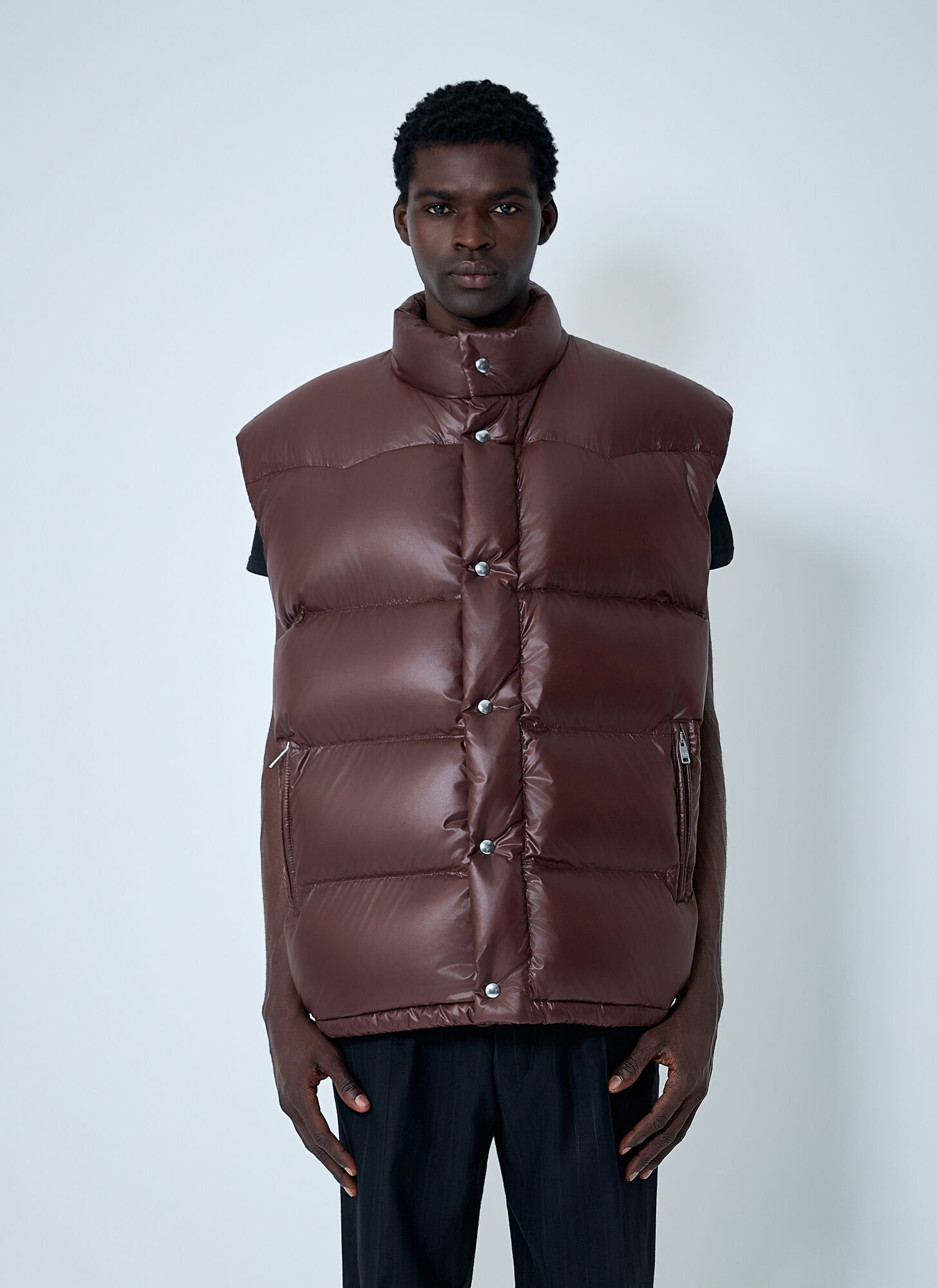 Prada Men's Brown Re-Nylon Down Vest - Man Jackets S