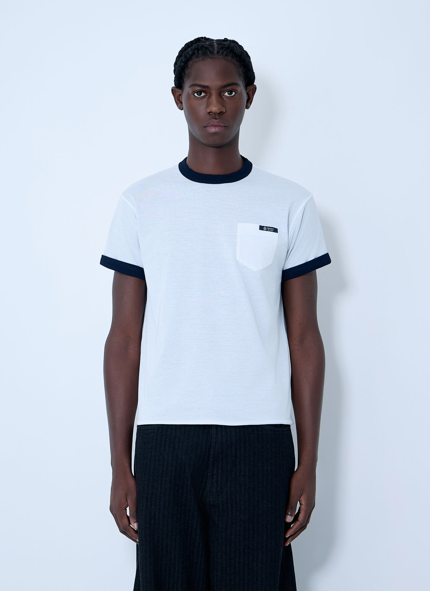 Prada Men's Navy Logo Motif T-Shirt - Man T-Shirts M