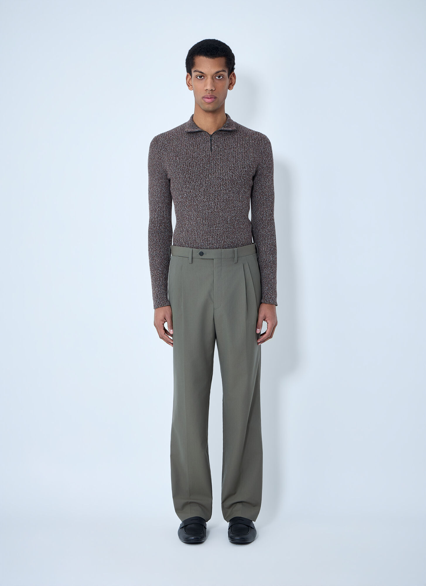  Prada Prada High Neck Zip Sweater - Mann Strick Brown It - 48 