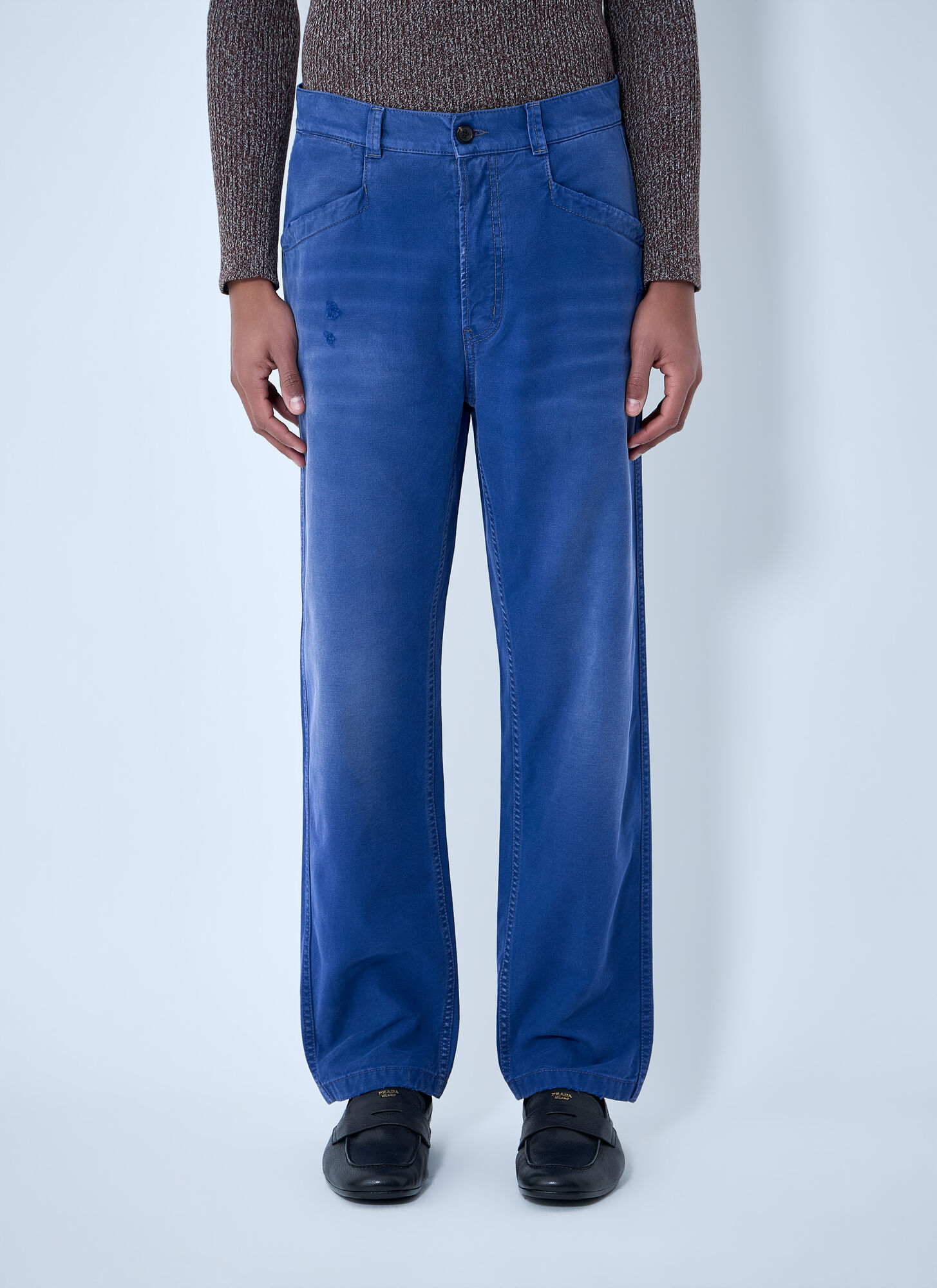 Prada Men's Blue Cotton Twill Pants - Man Jeans It - 48