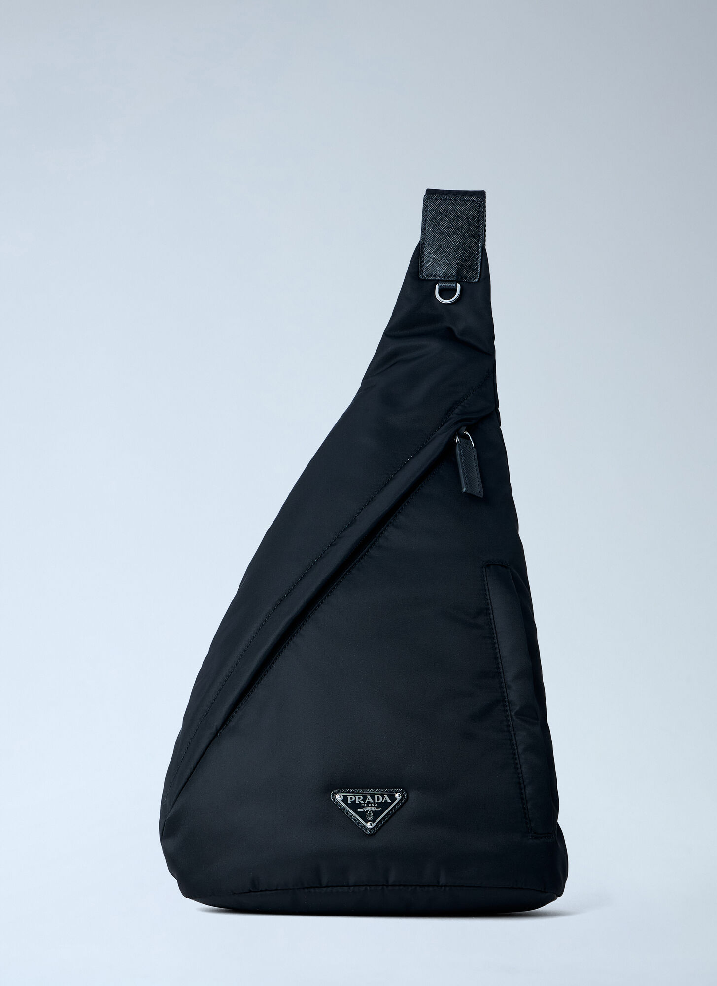 Prada Prada Asymmetric Nylon Sling Bag - Man Crossbody Bags Black One Size　プラダ 非対称ナイロン スリング バッグ - 男性クロスボディ バッグ ブラック フリー サイズ