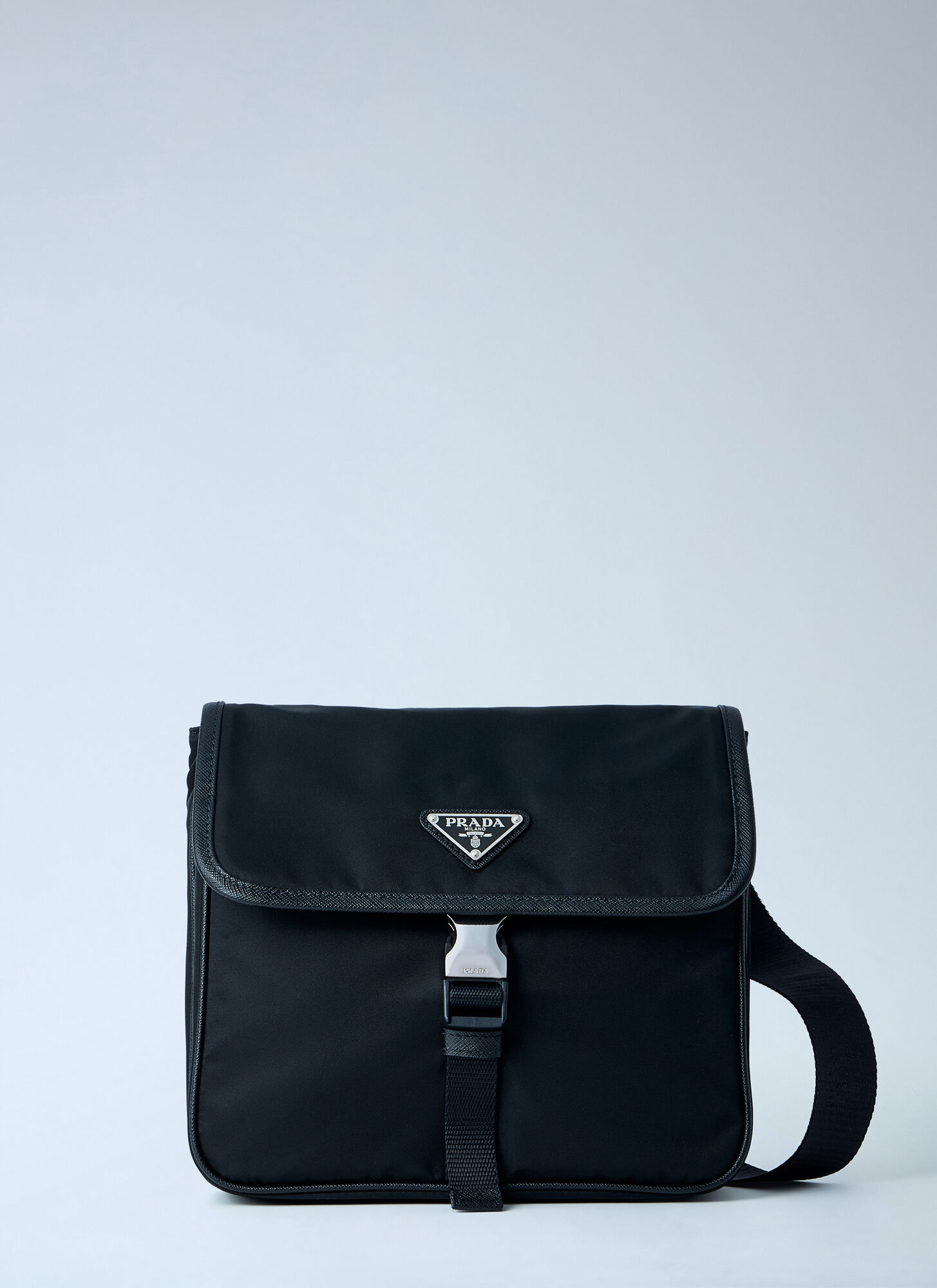 Prada Men's Black Re-Nylon And Saffiano Leather Shoulder Bag - Man Crossbody Bags One Size