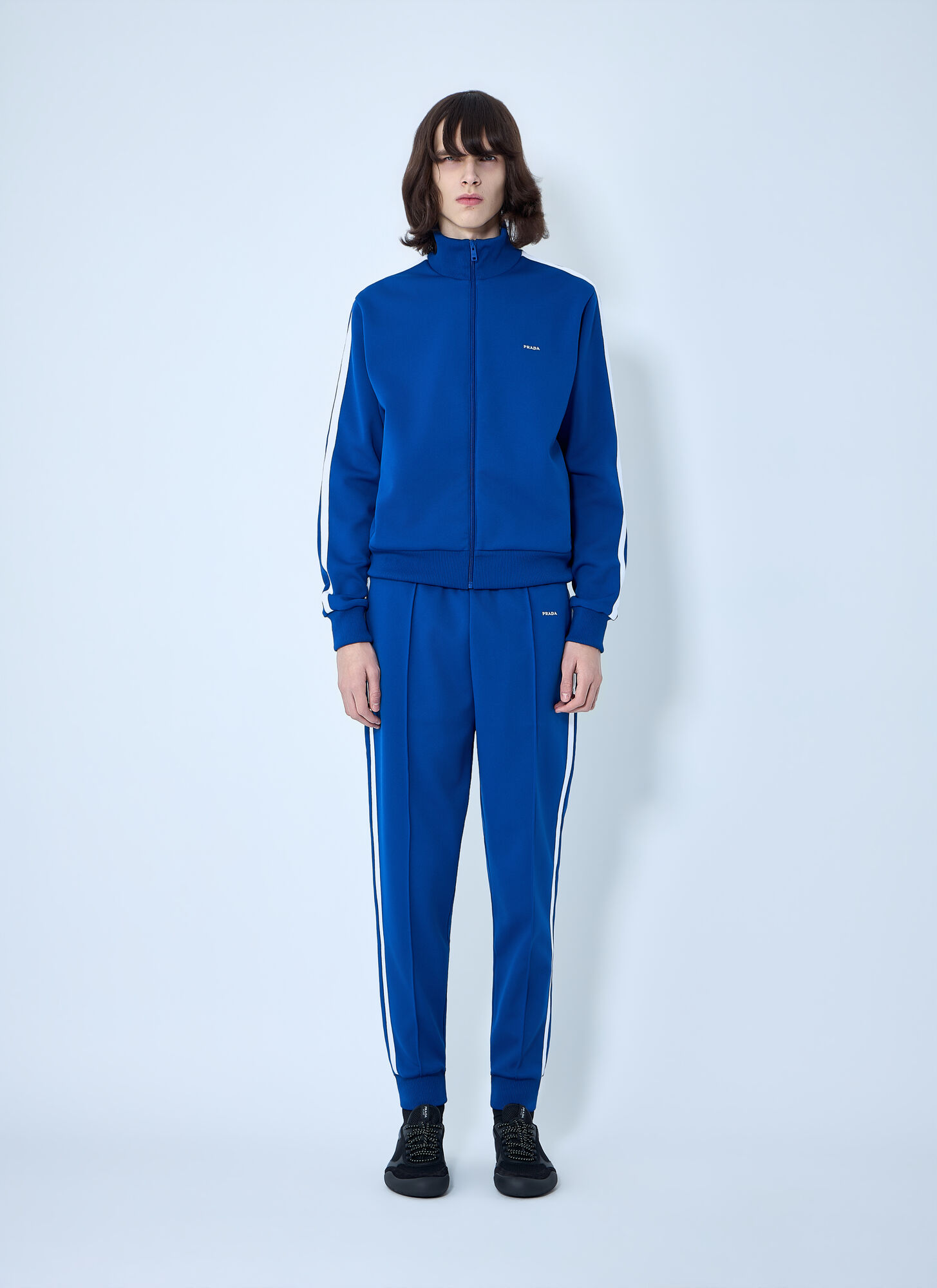  Prada Prada Zip-front Track Jacket - Mann Sweatshirts Blue M 