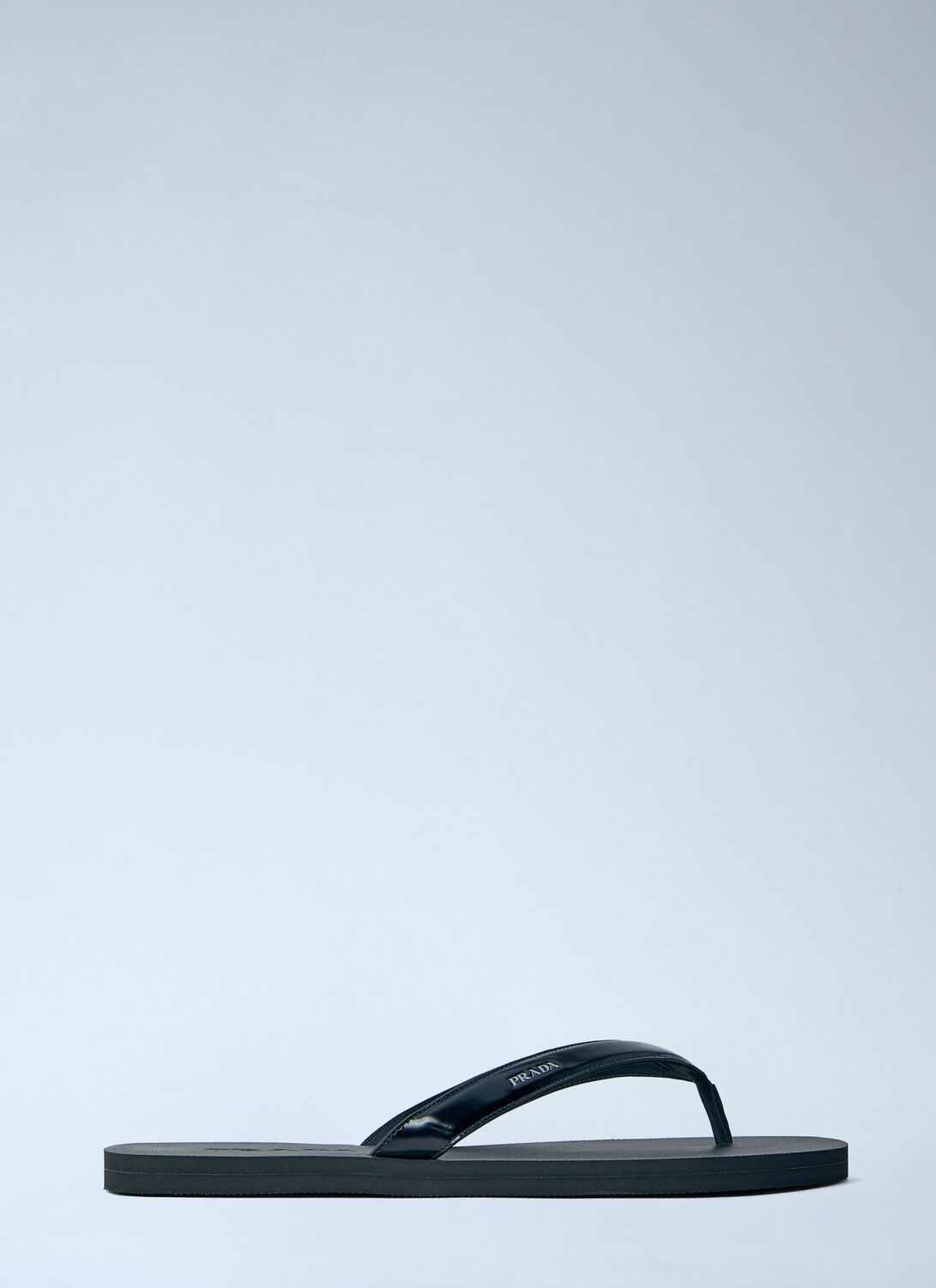 Prada Logo-embossed Leather Flip-flop Sandals - Man Sandals Black Uk - 09 Prada