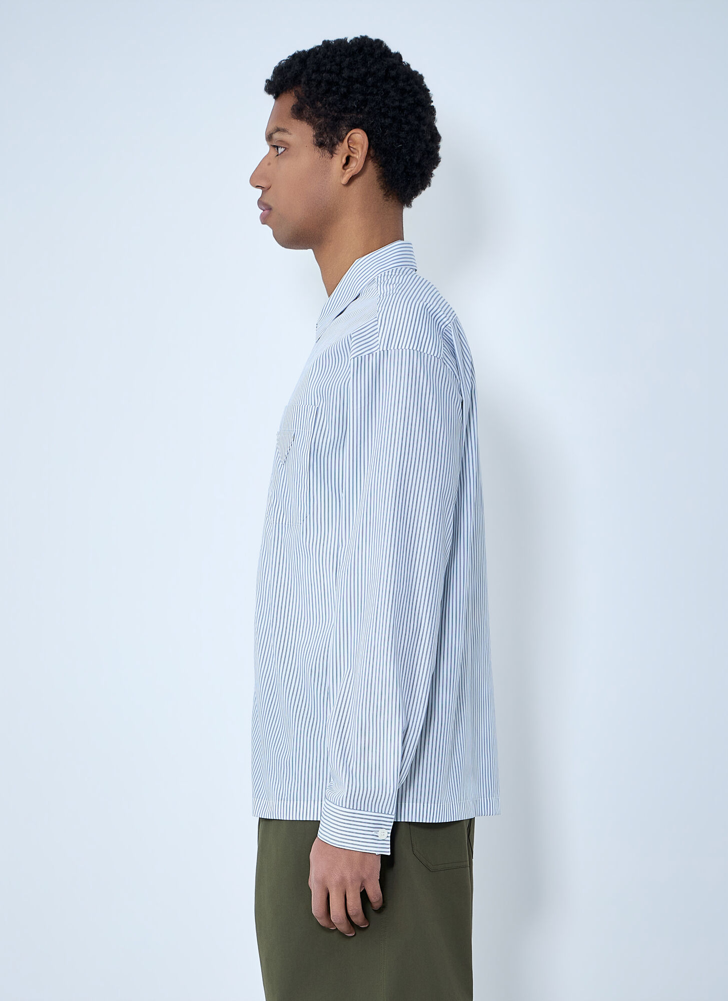 Prada Prada Zip-front Stripe Shirt - Mann Hemden Blue S 