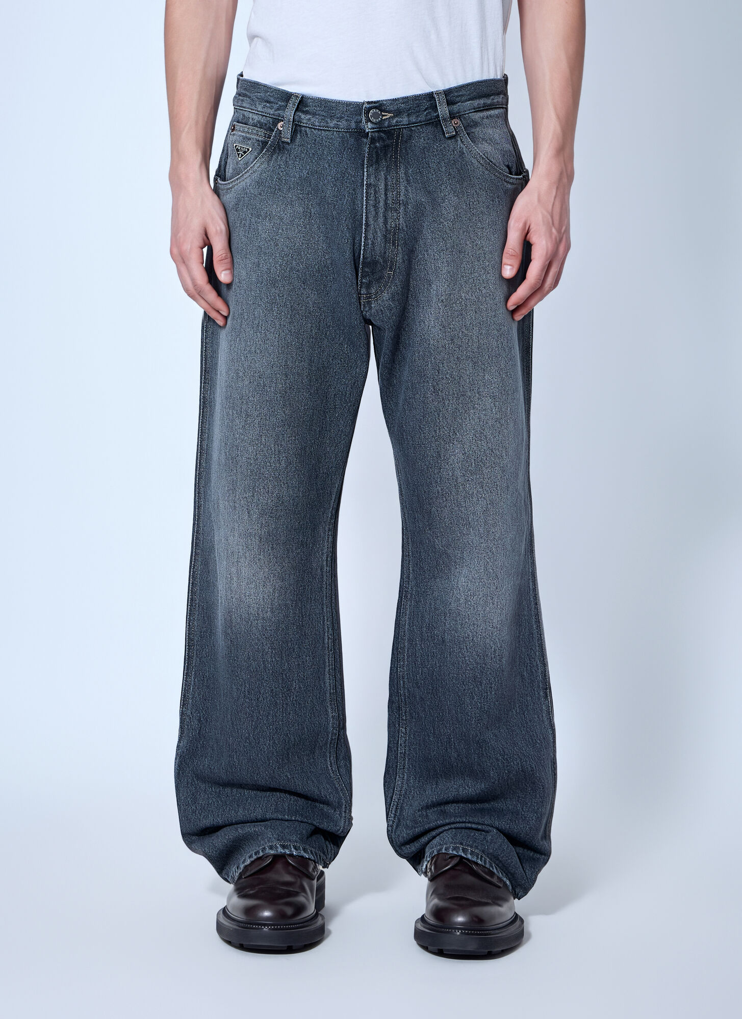 Prada Men's Grey Five-Pocket Denim Jeans - Man Jeans 32