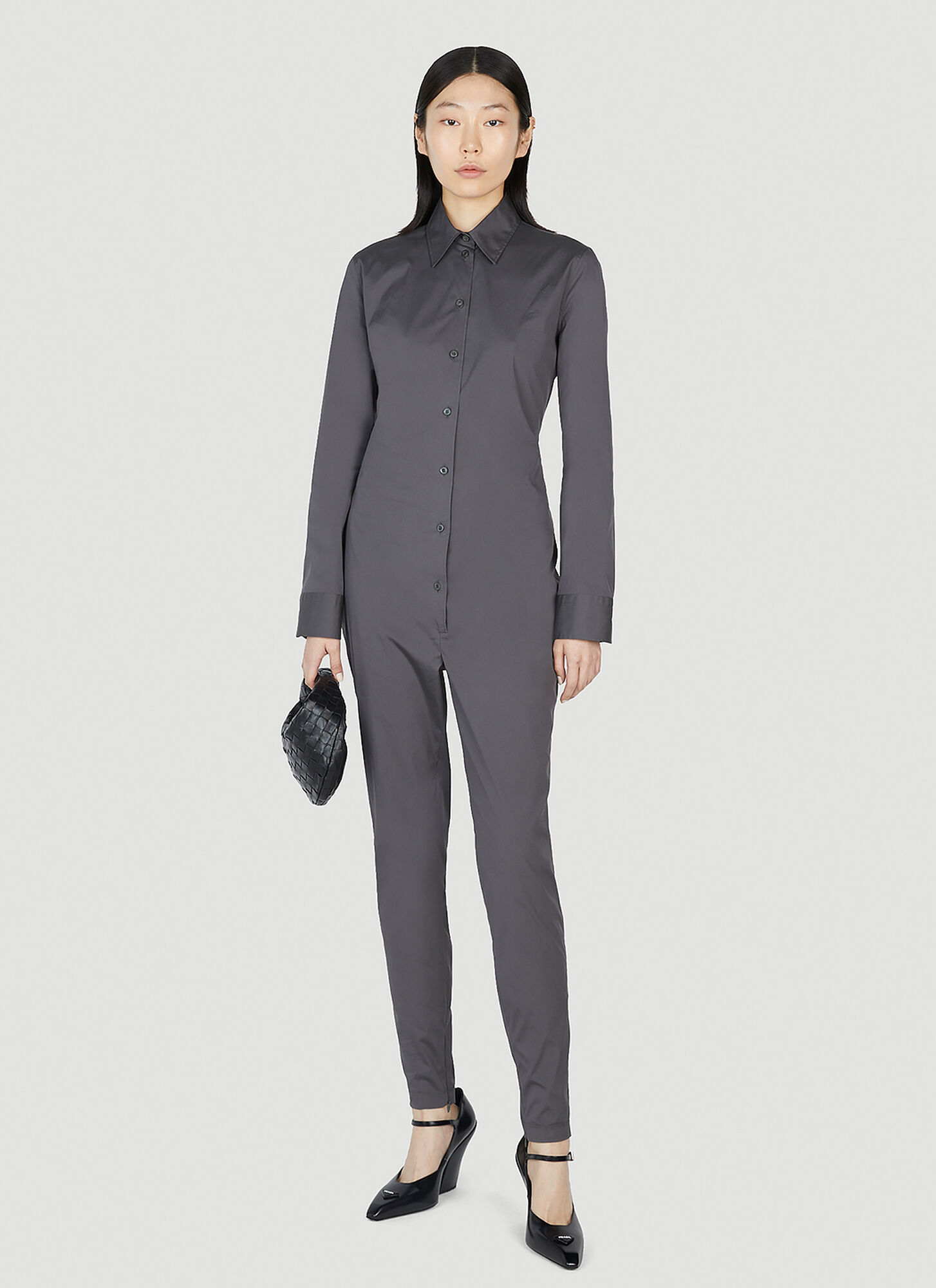  Prada Prada Classic Collar Jumpsuit - Frau Jumpsuits Grey It - 38 