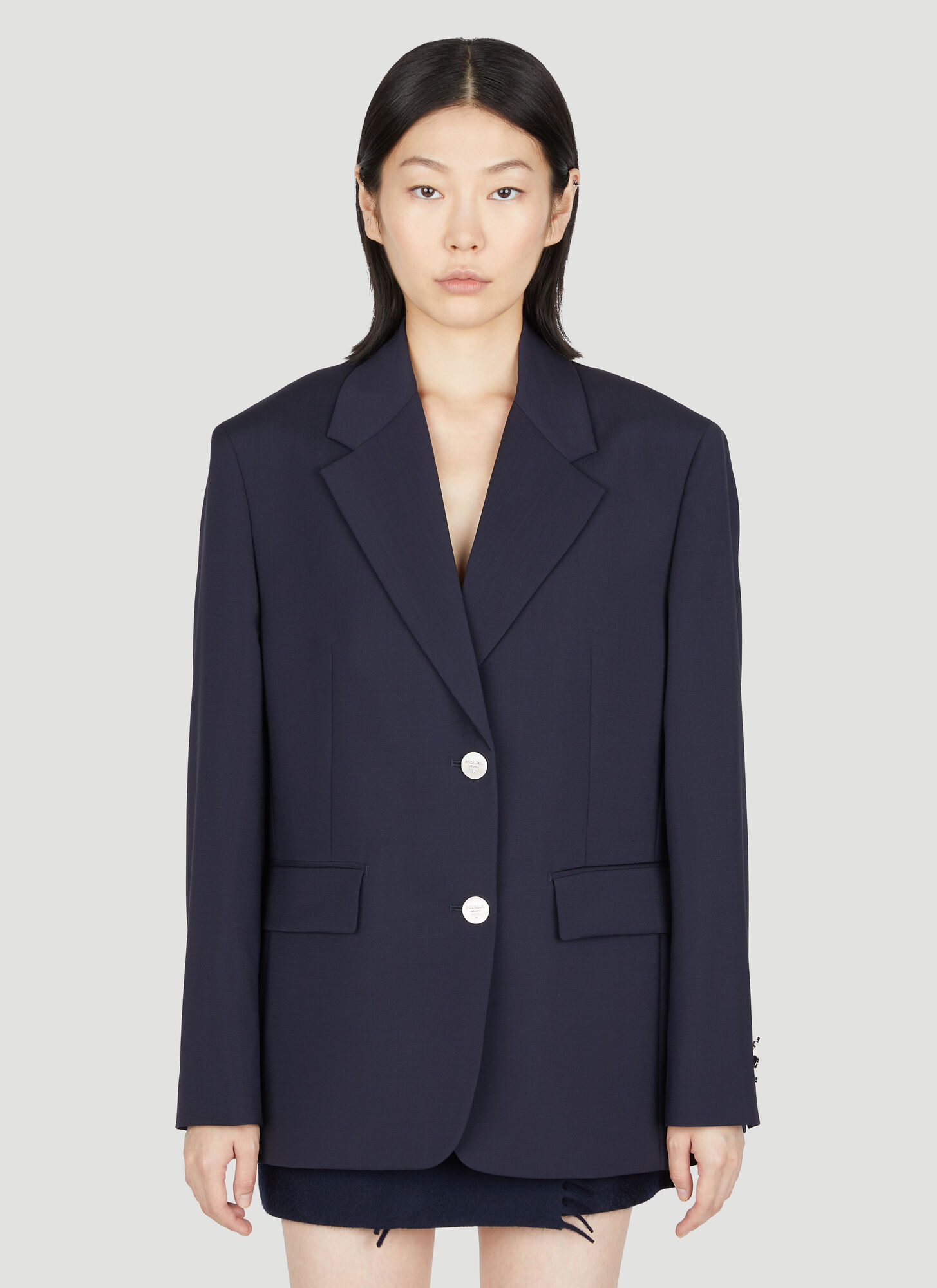 Prada Women's Blue Wool Mohair Suit Blazer - Woman Blazers It - 38