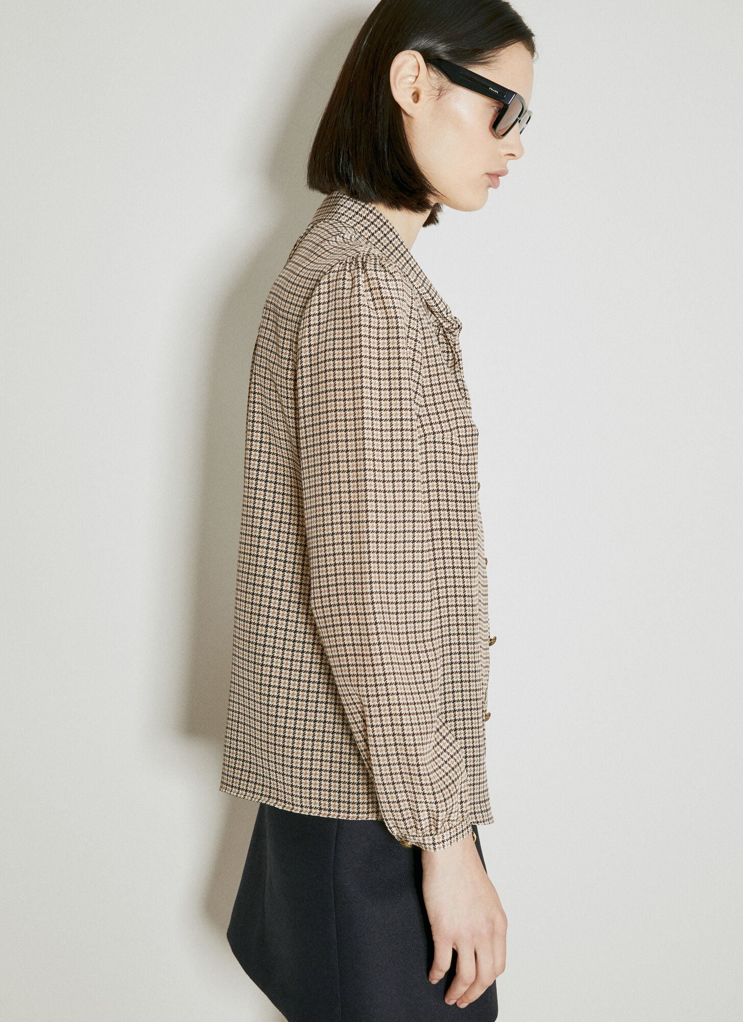  Prada Prada Jacquard Crepe De Chine Shirt - Frau Hemden Brown It - 42 